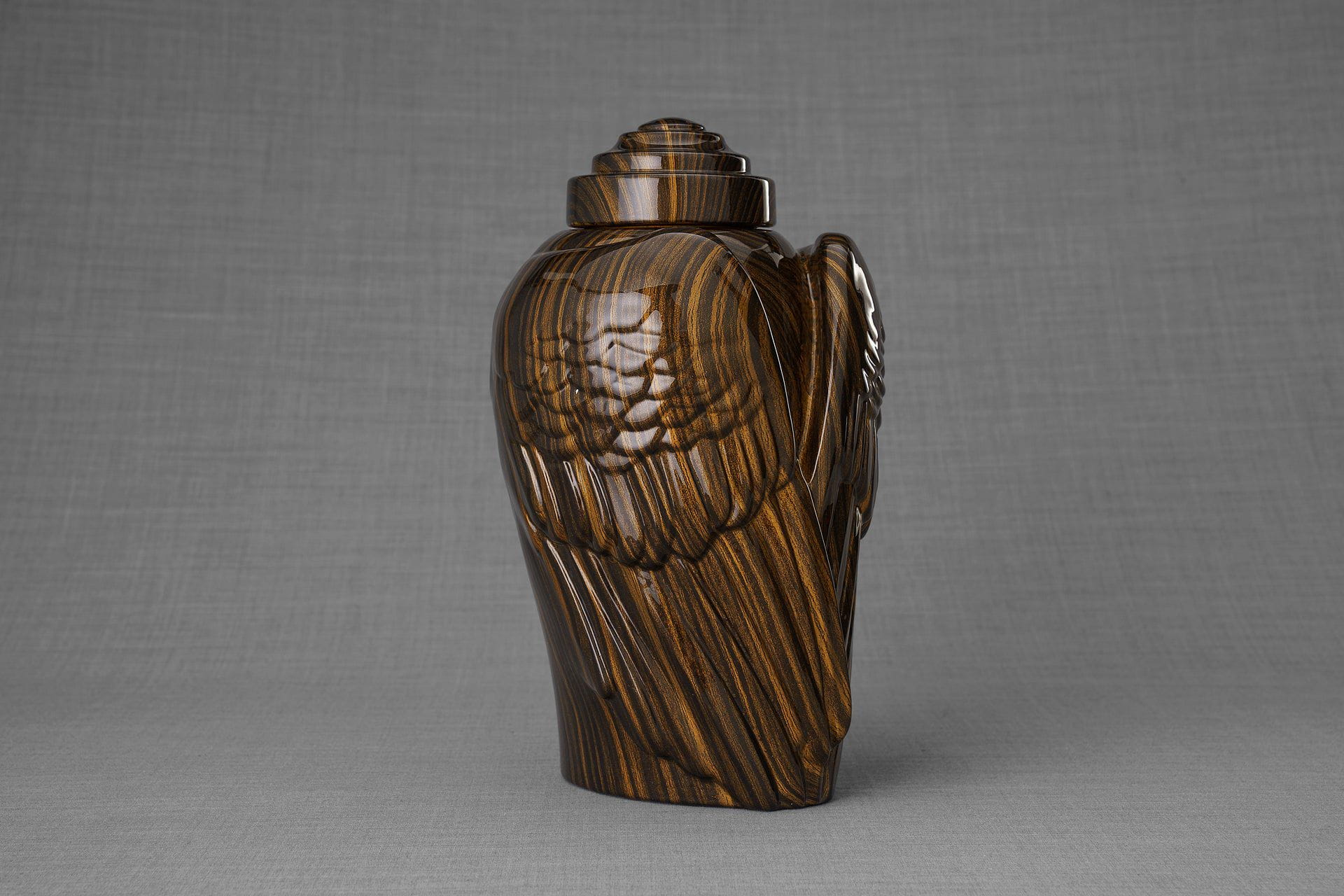 Pulvis Art Urns Exclusive Urn HydroGraphics Urn "Wings - Wood Stripes" - Large | Ceramic | Hydro Dipping