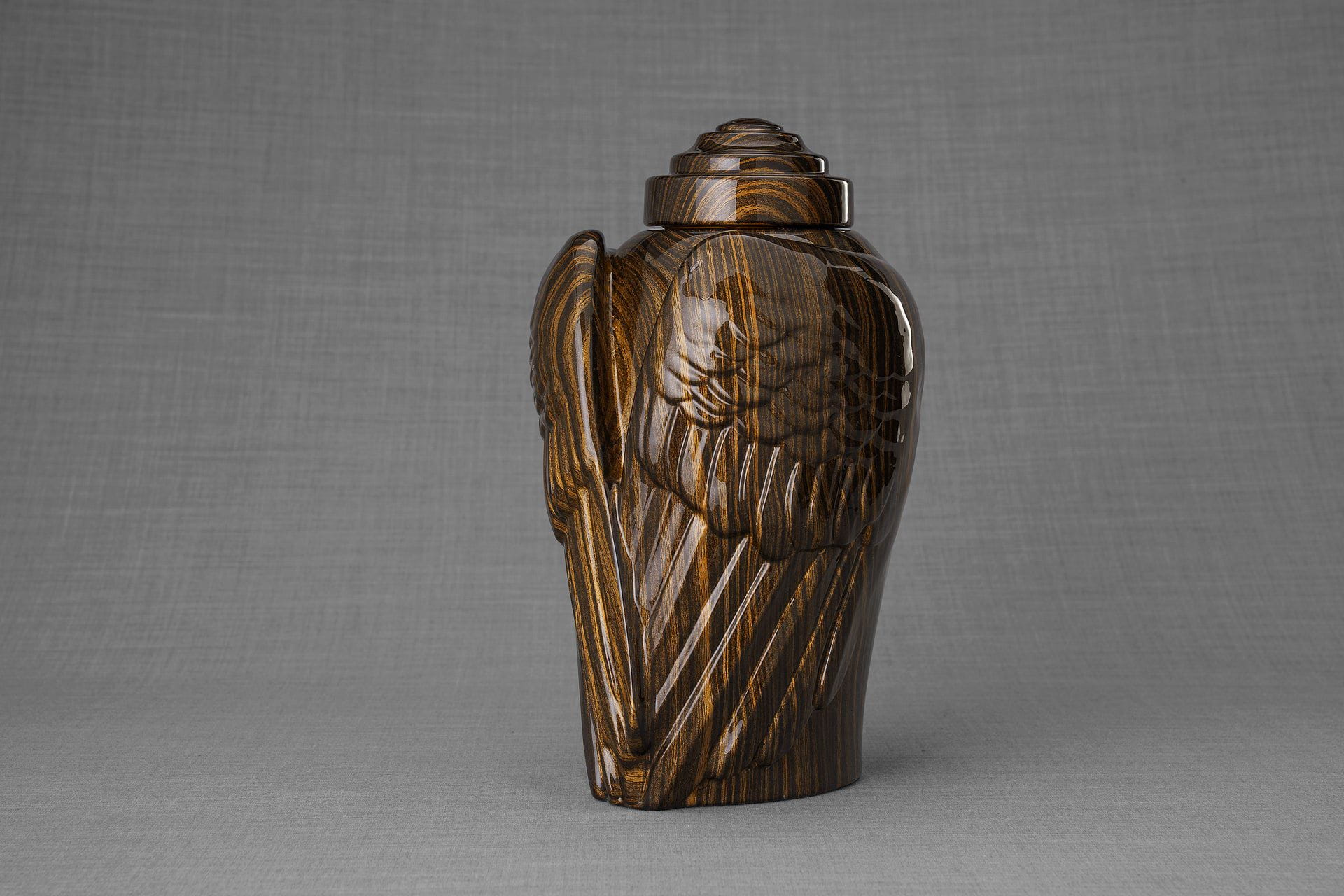 Pulvis Art Urns Exclusive Urn HydroGraphics Urn "Wings - Wood Stripes" - Large | Ceramic | Hydro Dipping