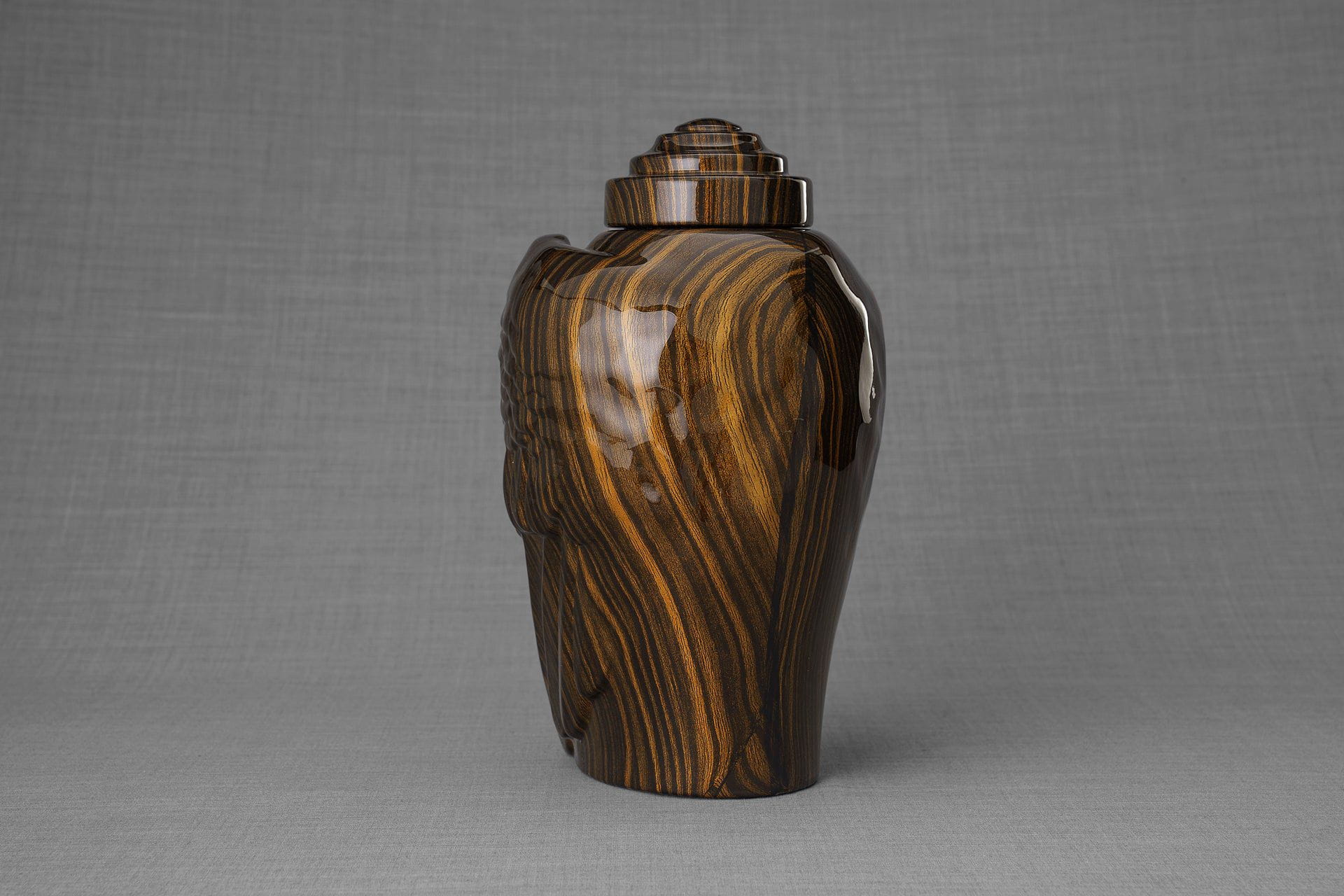 Pulvis Art Urns Exclusive Urn HydroGraphics Urn "Wings - Wood Stripes" - Large | Ceramic | Hydro Dipping