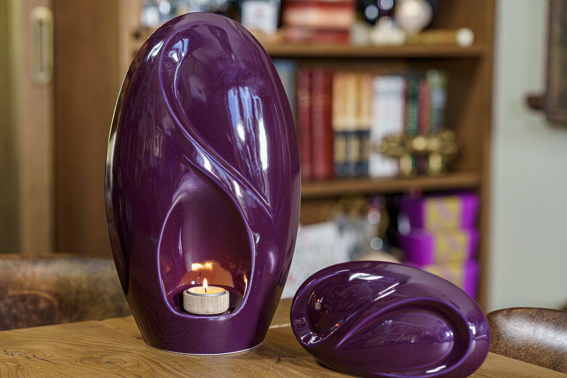 Pulvis Art Urns Keepsake Urn Eternity Handmade Cremation Keepsake Urn - Small | Violet | Ceramic