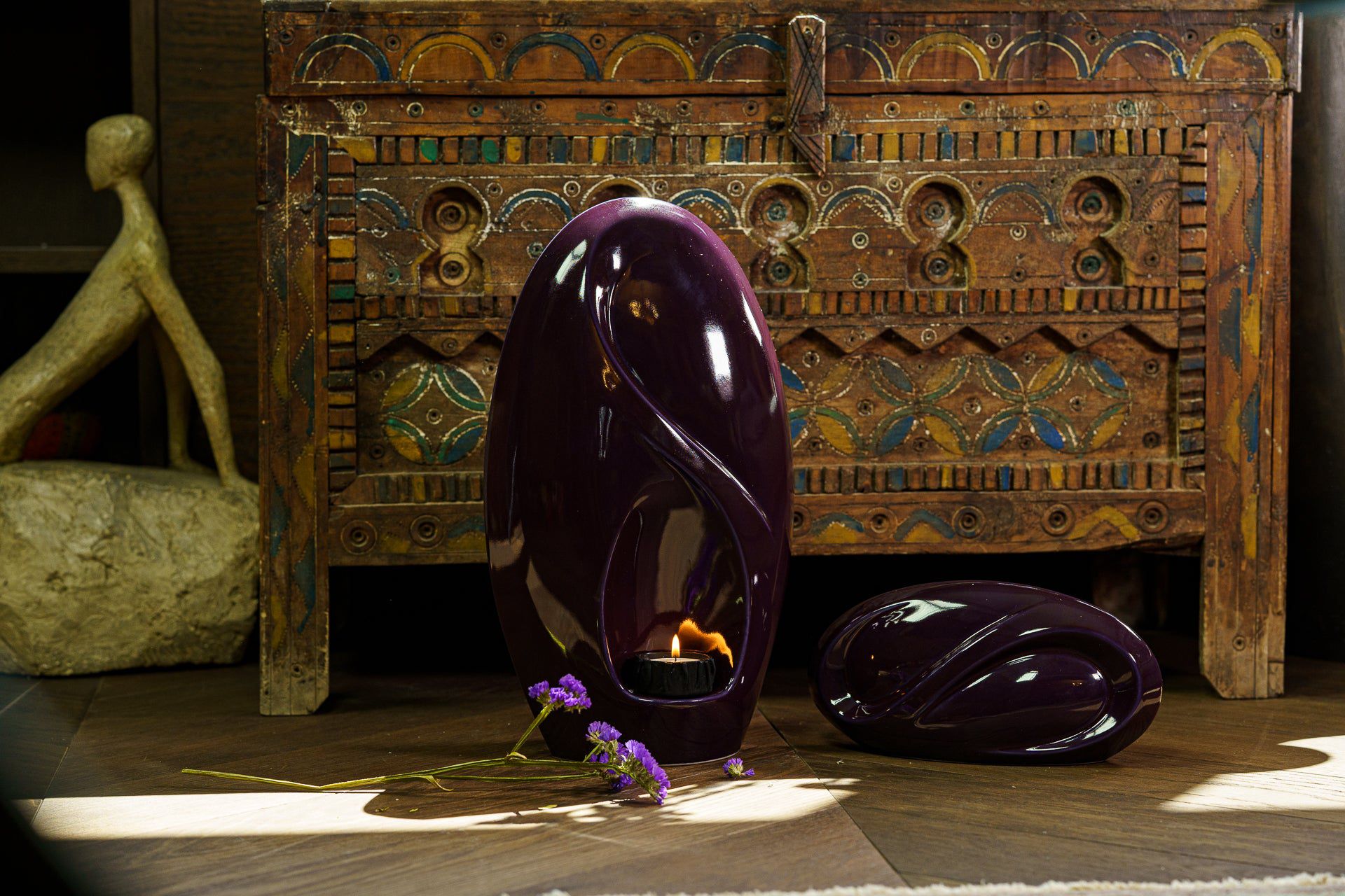 Pulvis Art Urns Keepsake Urn Eternity Handmade Cremation Keepsake Urn - Small | Violet | Ceramic