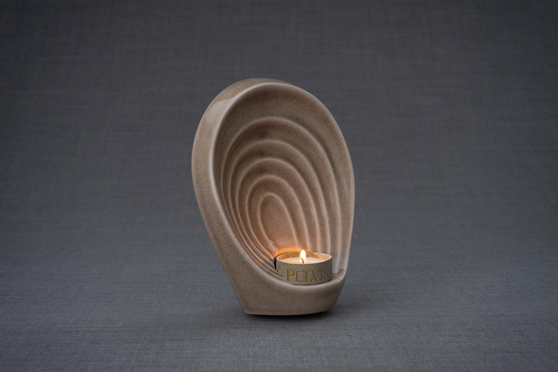 Pulvis Art Urns Keepsake Urn Handmade Cremation Keepsake Urn "Guardian" - Small | Beige Grey | Ceramic