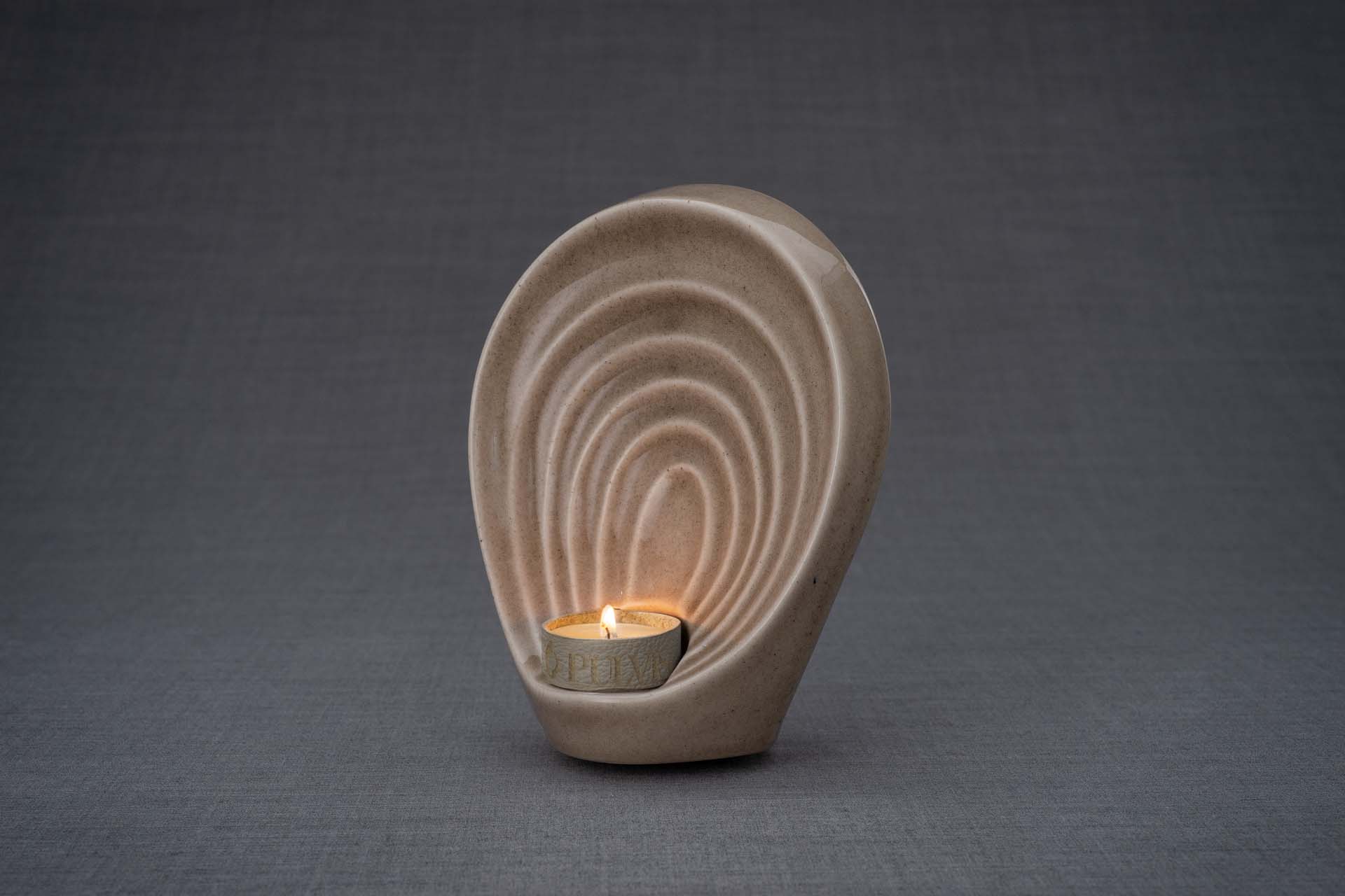 Pulvis Art Urns Keepsake Urn Handmade Cremation Keepsake Urn "Guardian" - Small | Beige Grey | Ceramic