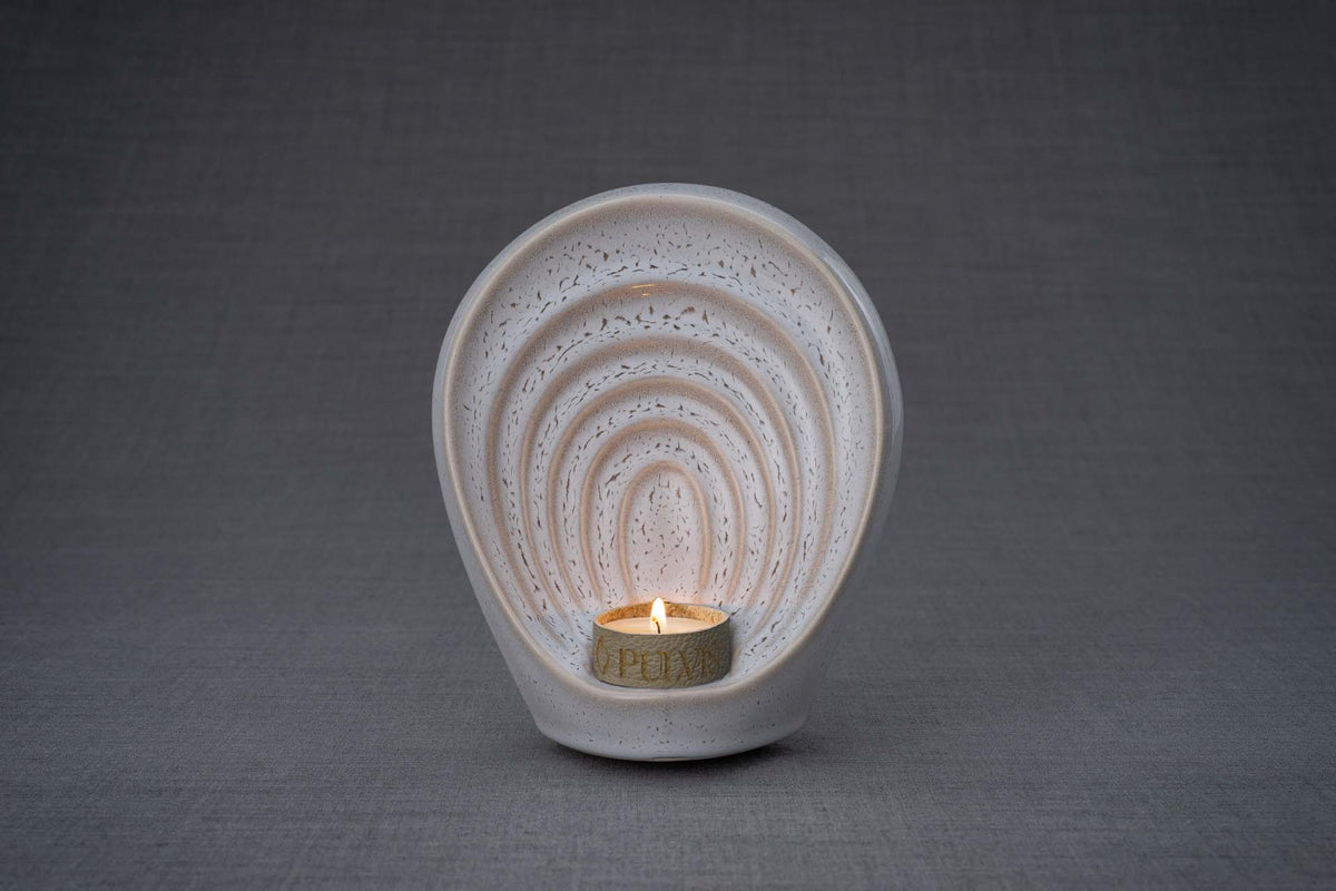 Pulvis Art Urns Keepsake Urn Handmade Cremation Keepsake Urn "Guardian" - Small | Beige Grey Melange | Ceramic