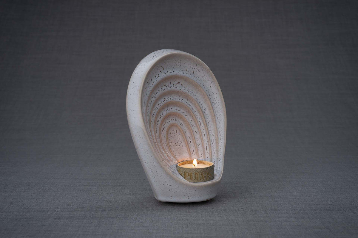 Pulvis Art Urns Keepsake Urn Handmade Cremation Keepsake Urn "Guardian" - Small | Beige Grey Melange | Ceramic