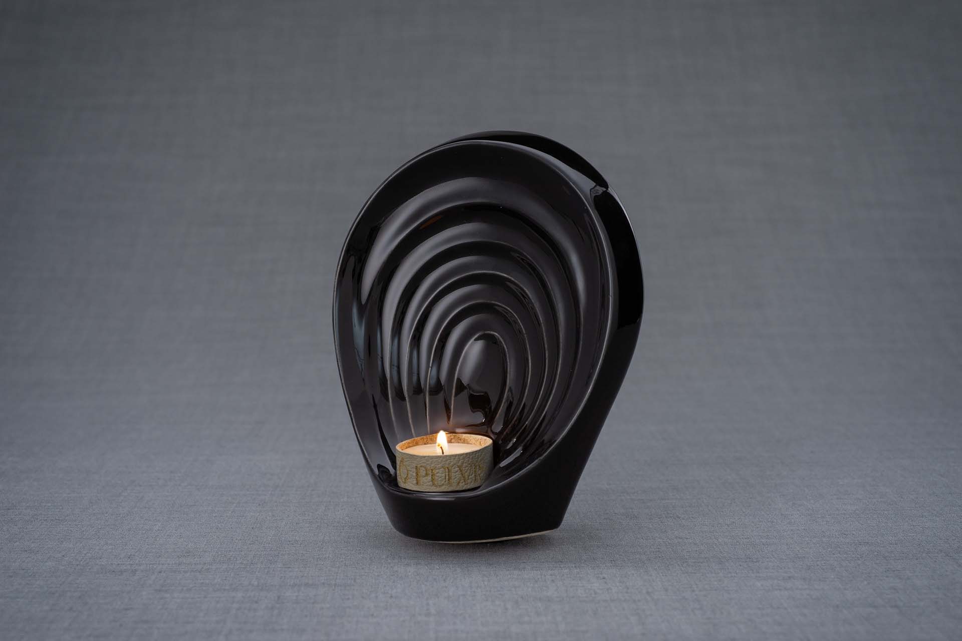 Pulvis Art Urns Keepsake Urn Handmade Cremation Keepsake Urn "Guardian" - Small | Lamp Black | Ceramic