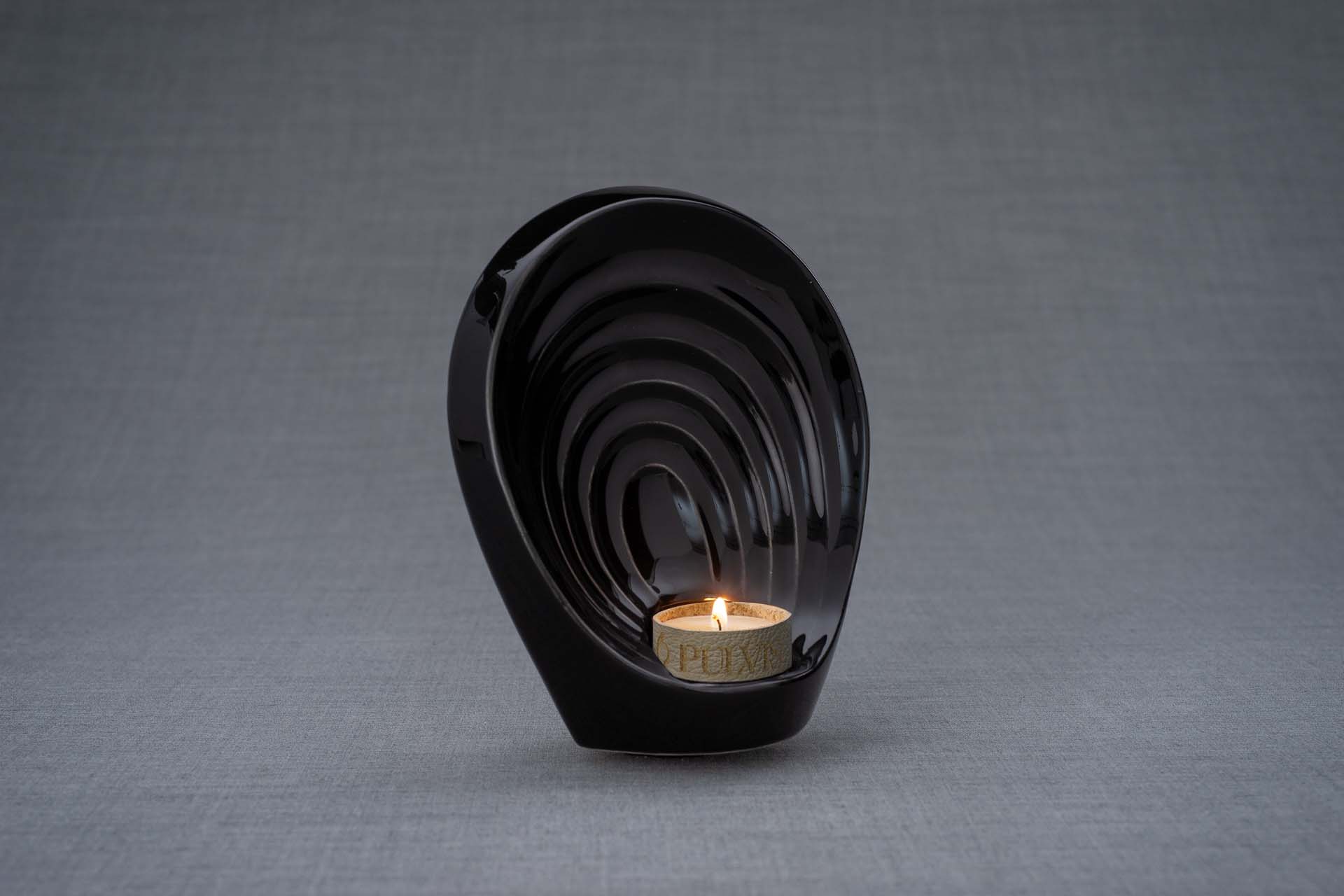 Pulvis Art Urns Keepsake Urn Handmade Cremation Keepsake Urn "Guardian" - Small | Lamp Black | Ceramic