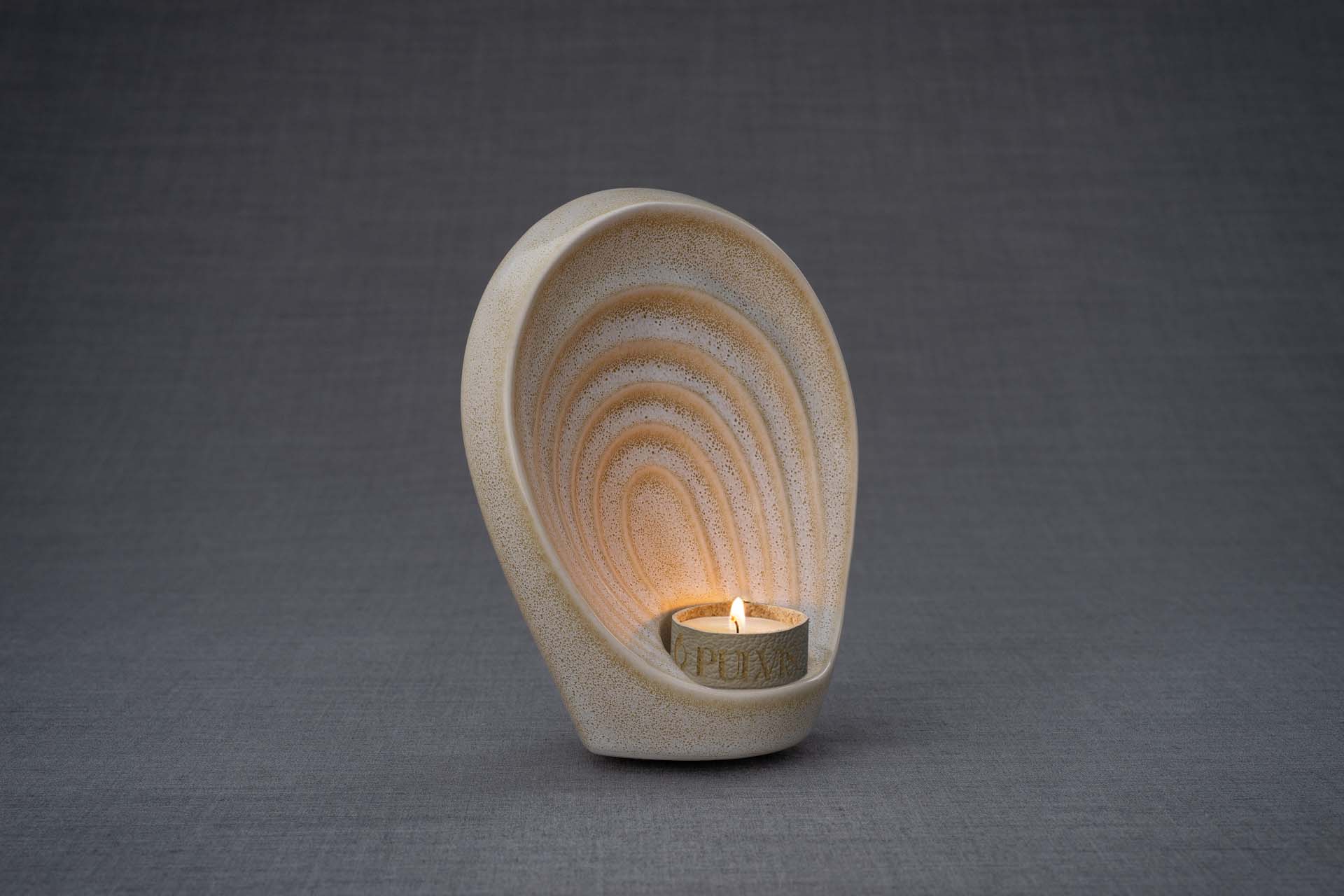 Pulvis Art Urns Keepsake Urn Handmade Cremation Keepsake Urn "Guardian" - Small | Light Sand Melange | Ceramic