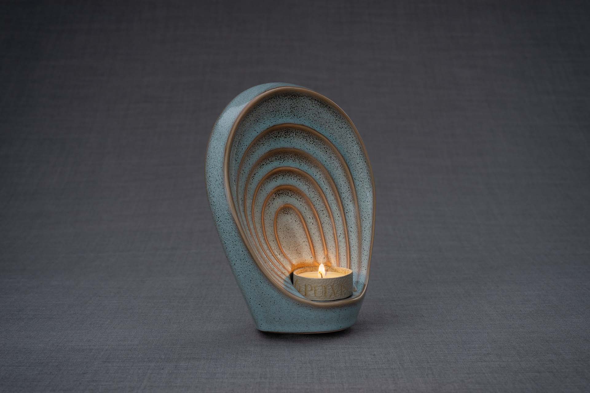 Pulvis Art Urns Keepsake Urn Handmade Cremation Keepsake Urn "Guardian" - Small | Oily Green Melange | Ceramic