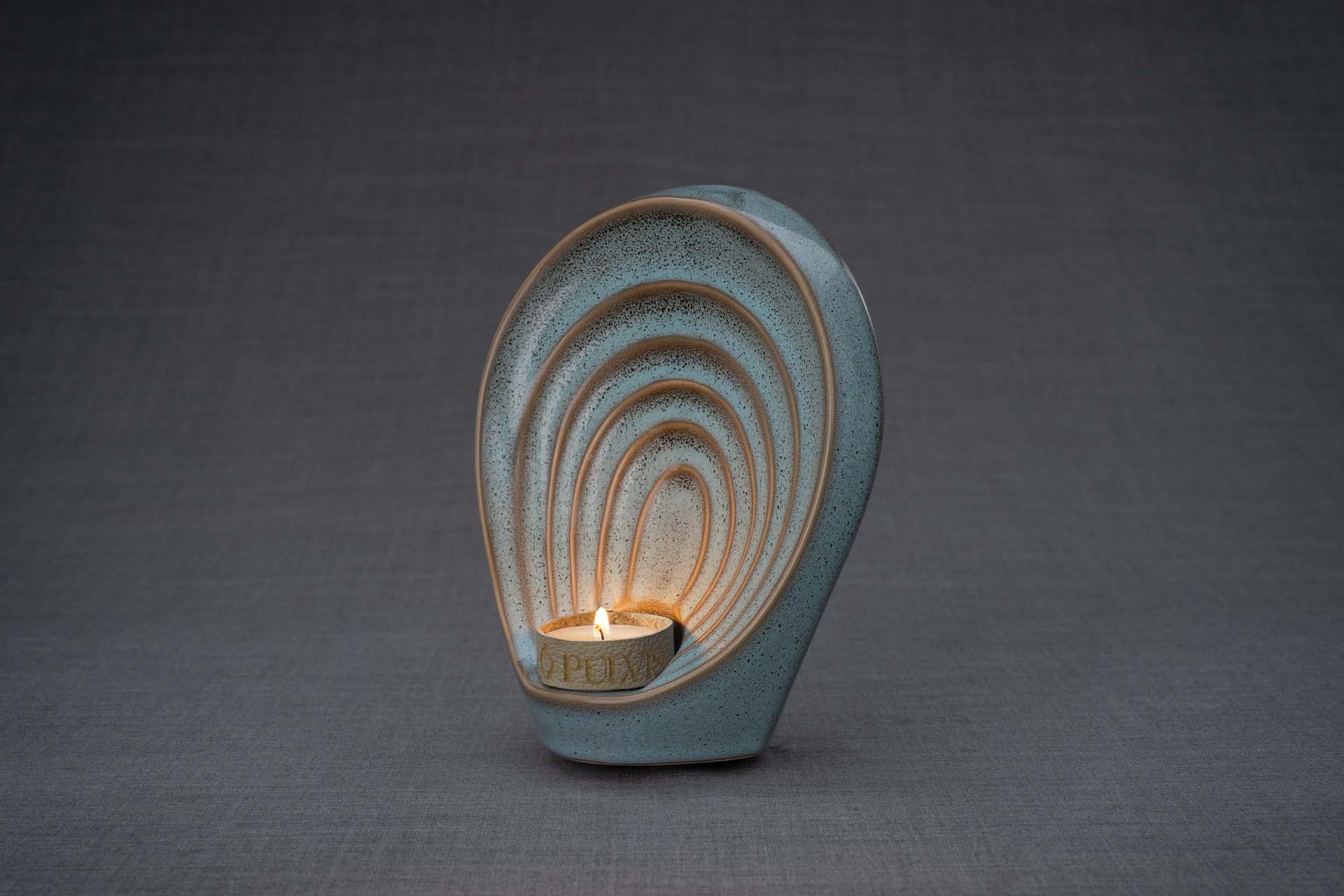 Pulvis Art Urns Keepsake Urn Handmade Cremation Keepsake Urn "Guardian" - Small | Oily Green Melange | Ceramic
