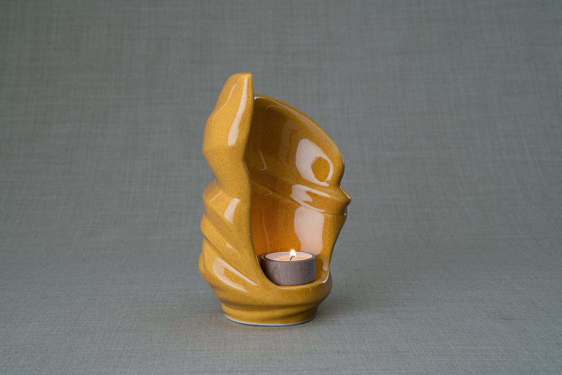 Pulvis Art Urns Keepsake Urn Handmade Cremation Keepsake Urn "Light" - Small | Amber Yellow | Ceramic