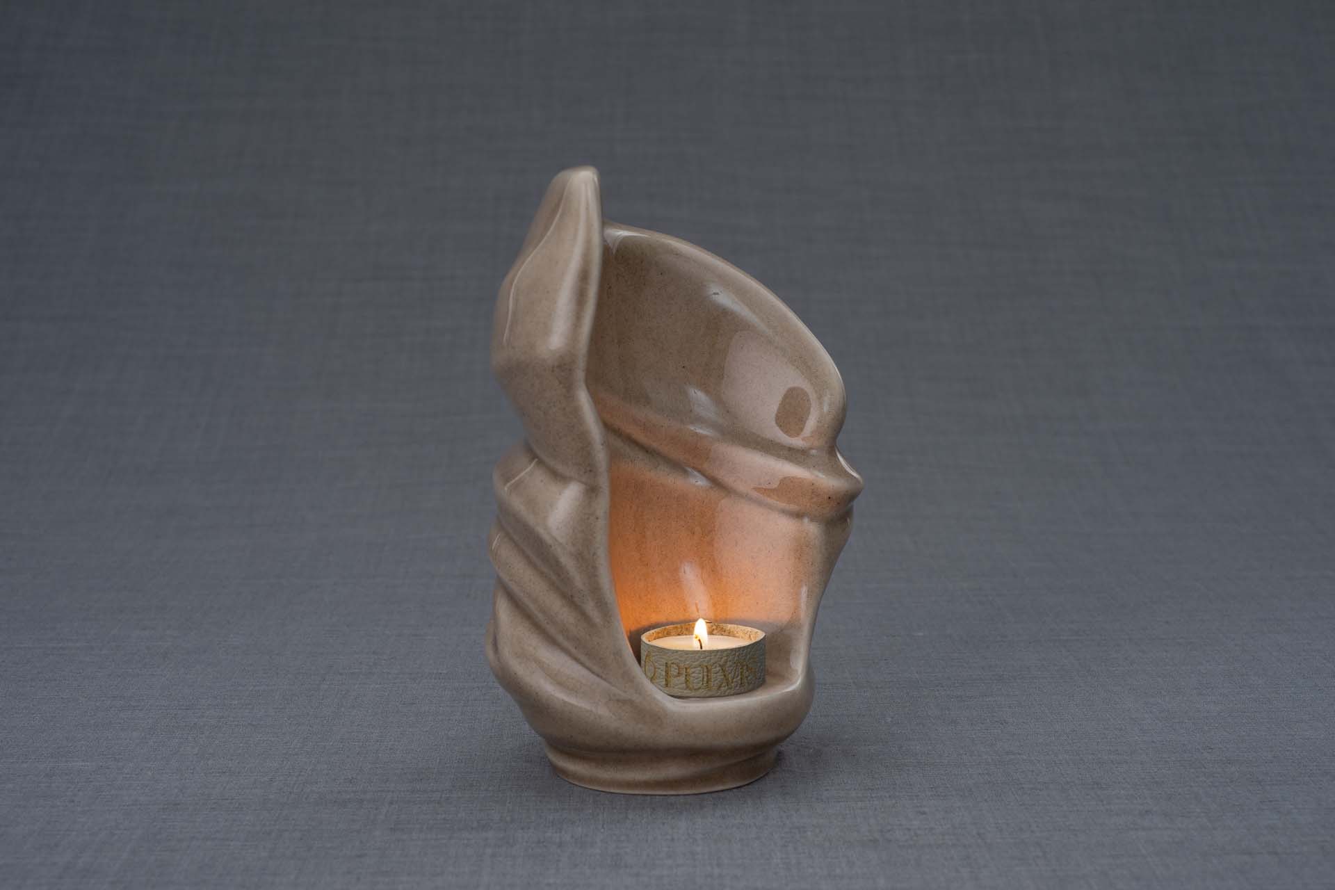 Pulvis Art Urns Keepsake Urn Handmade Cremation Keepsake Urn "Light" - Small | Beige Grey | Ceramic