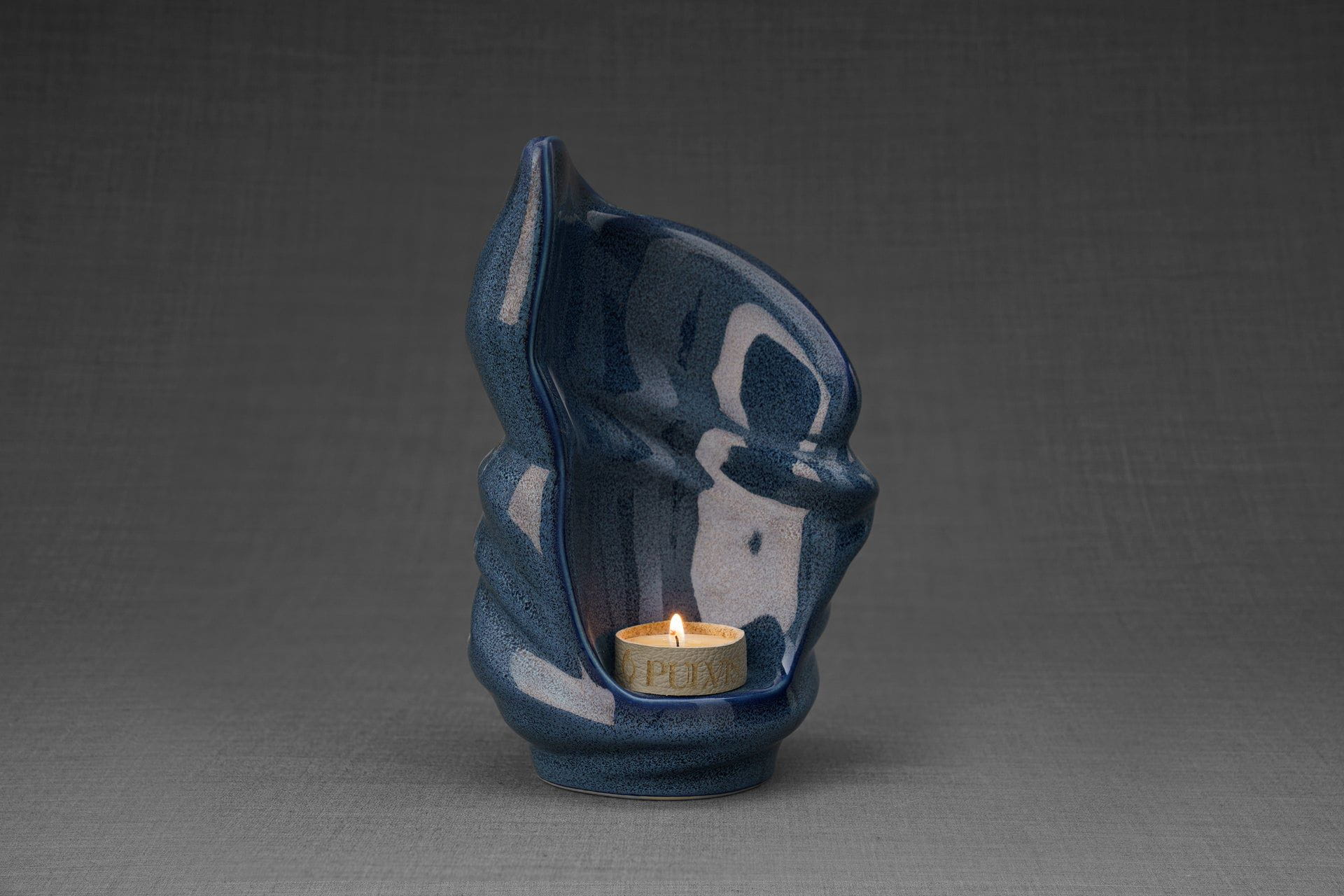 Pulvis Art Urns Keepsake Urn Handmade Cremation Keepsake Urn "Light" - Small | Blue Melange | Ceramic