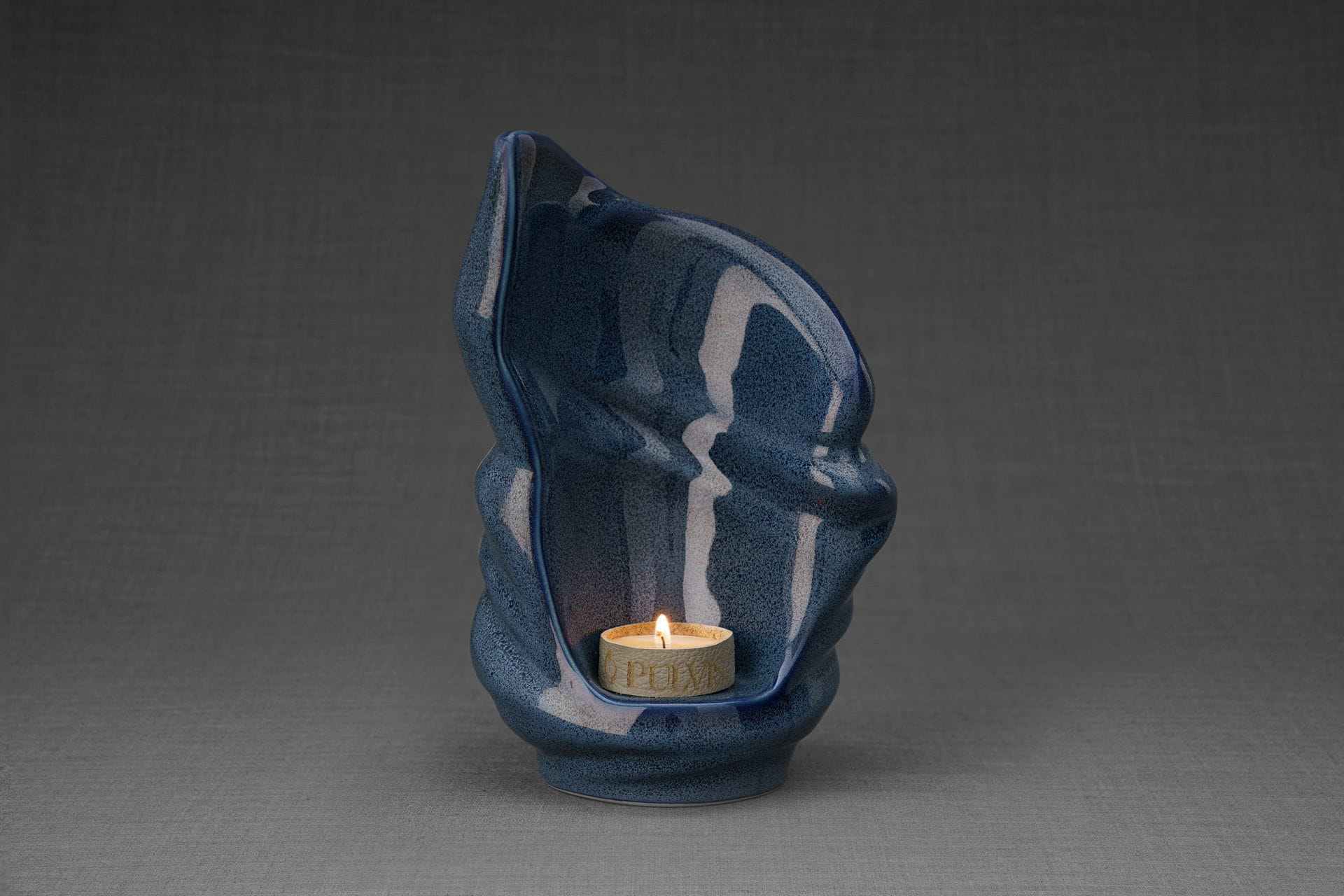 Pulvis Art Urns Keepsake Urn Handmade Cremation Keepsake Urn "Light" - Small | Blue Melange | Ceramic