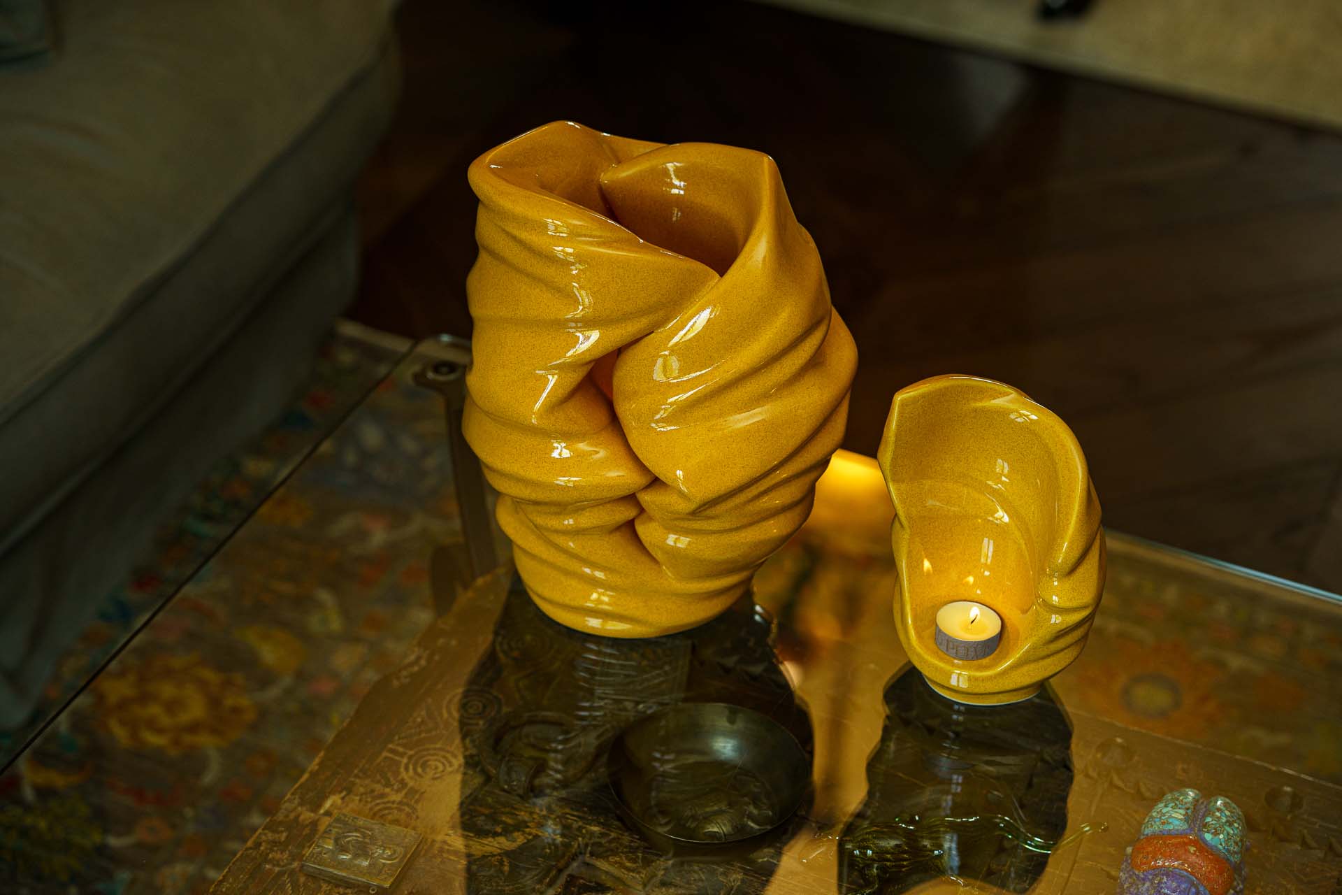 Pulvis Art Urns Keepsake Urn Handmade Cremation Keepsake Urn "Light" - Small | Dark Sand | Ceramic