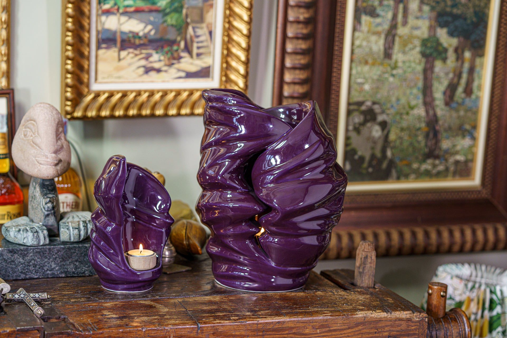 Pulvis Art Urns Keepsake Urn Handmade Cremation Keepsake Urn "Light" - Small | Violet | Ceramic