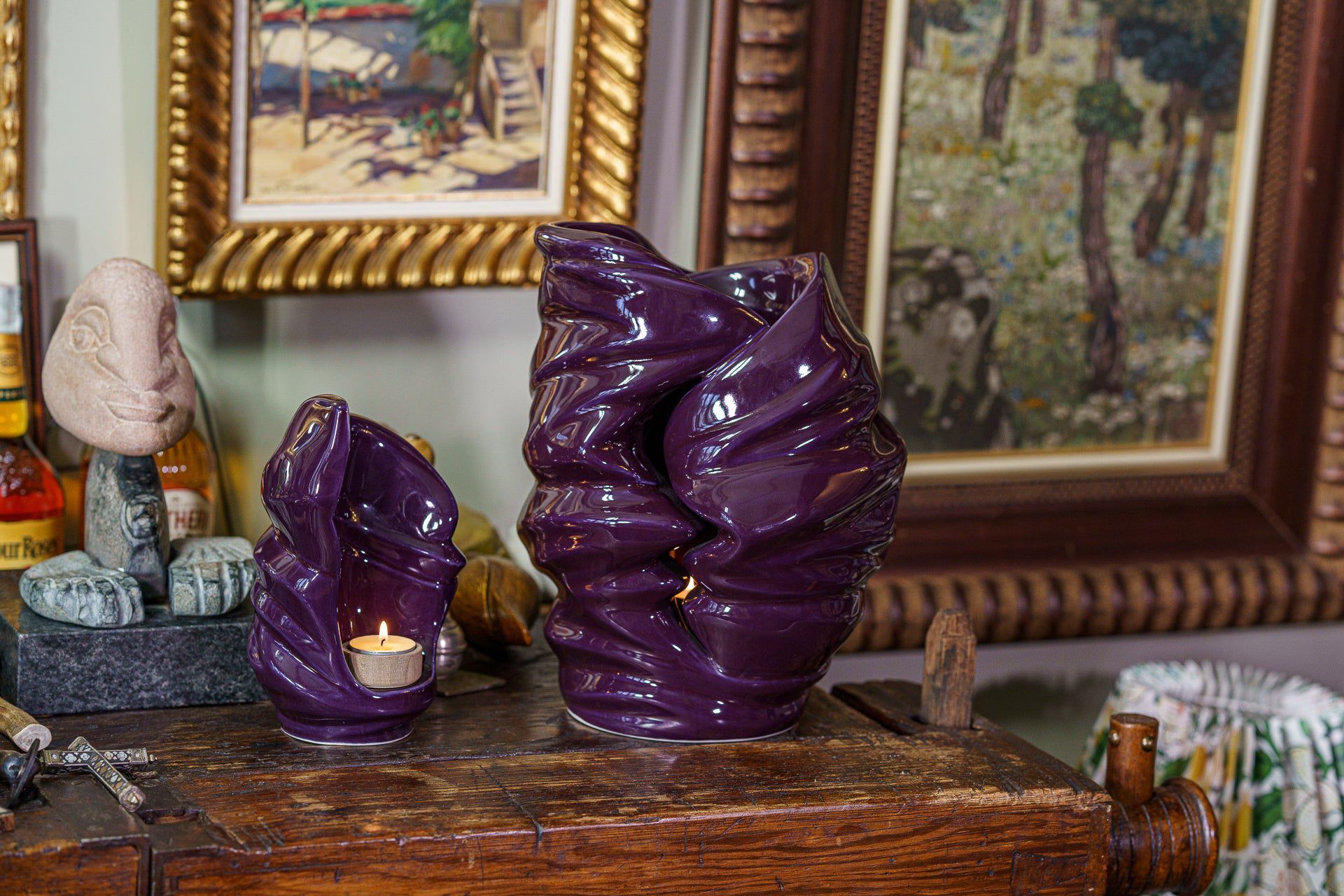 Pulvis Art Urns Keepsake Urn Handmade Cremation Keepsake Urn "Light" - Small | Violet | Ceramic