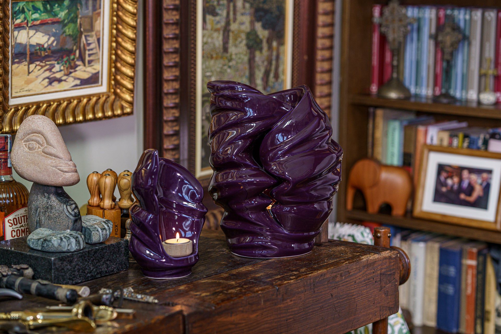 Pulvis Art Urns Keepsake Urn Handmade Cremation Keepsake Urn "Light" - Small | Violet | Ceramic