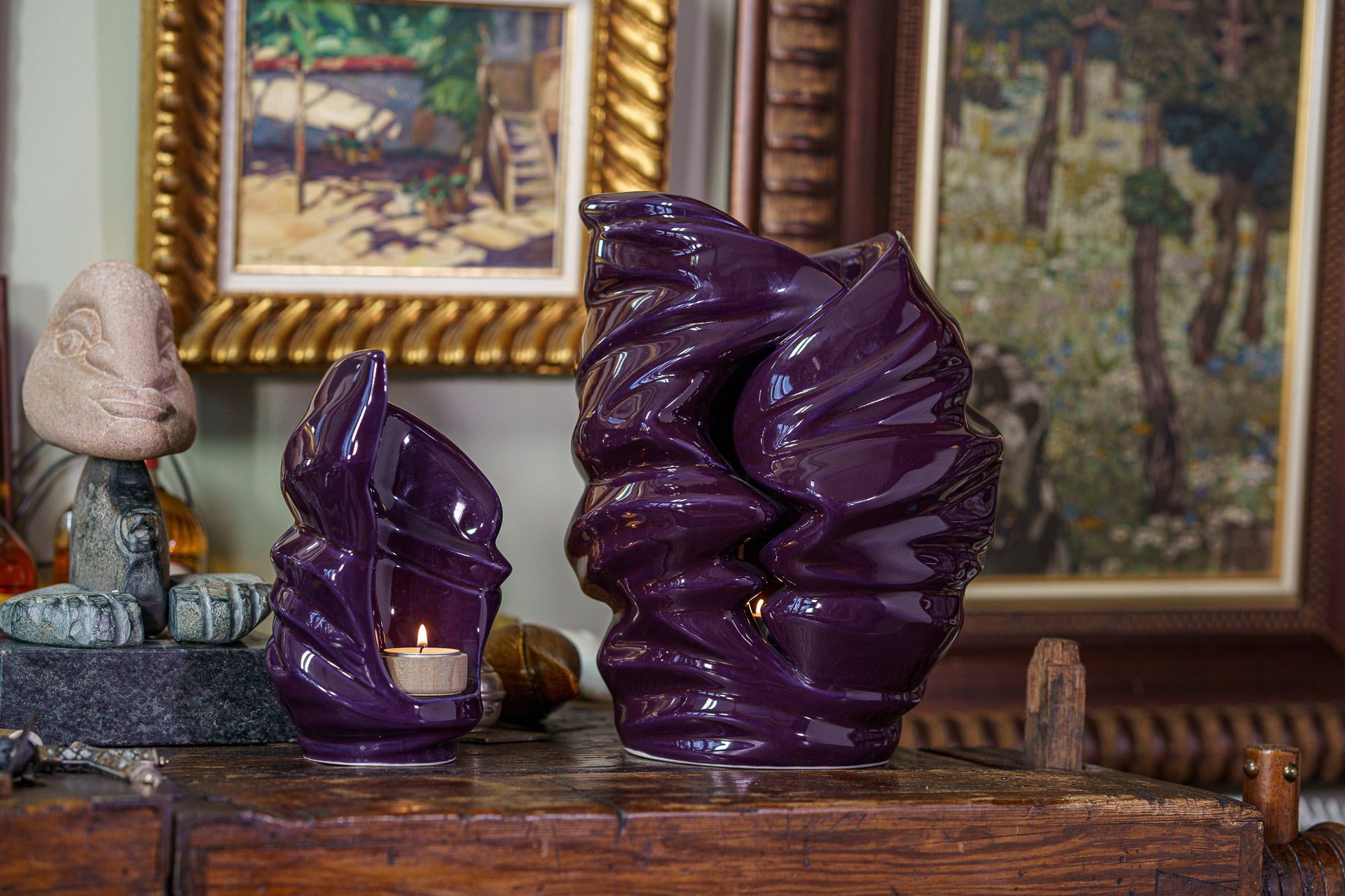 Pulvis Art Urns Keepsake Urn Handmade Cremation Keepsake Urn "Light" - Small | Violet | Ceramic