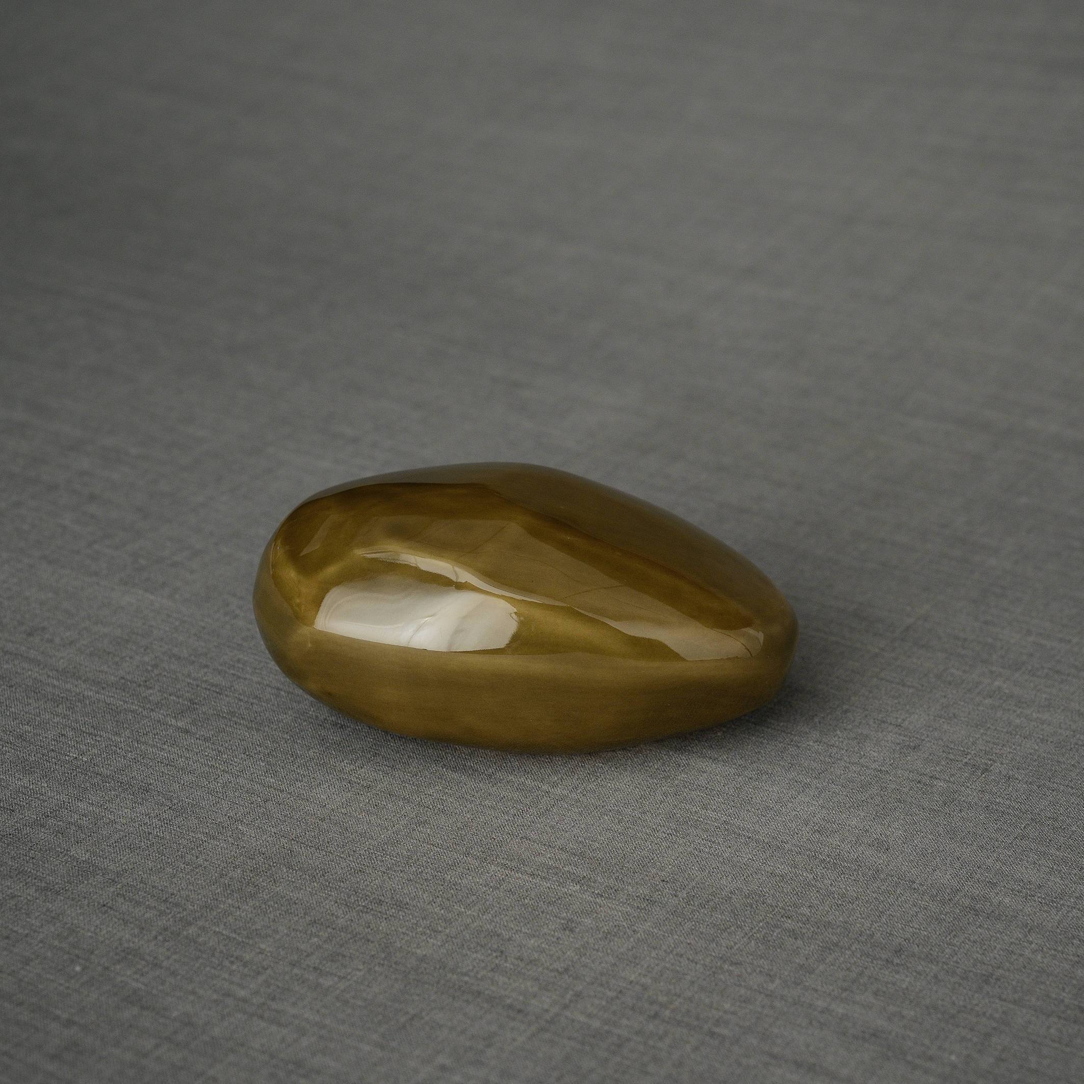 Stone Handmade Cremation Keepsake Urn for Ashes, color Oily Green-PulvisArtUrns-Pulvis Art Urns