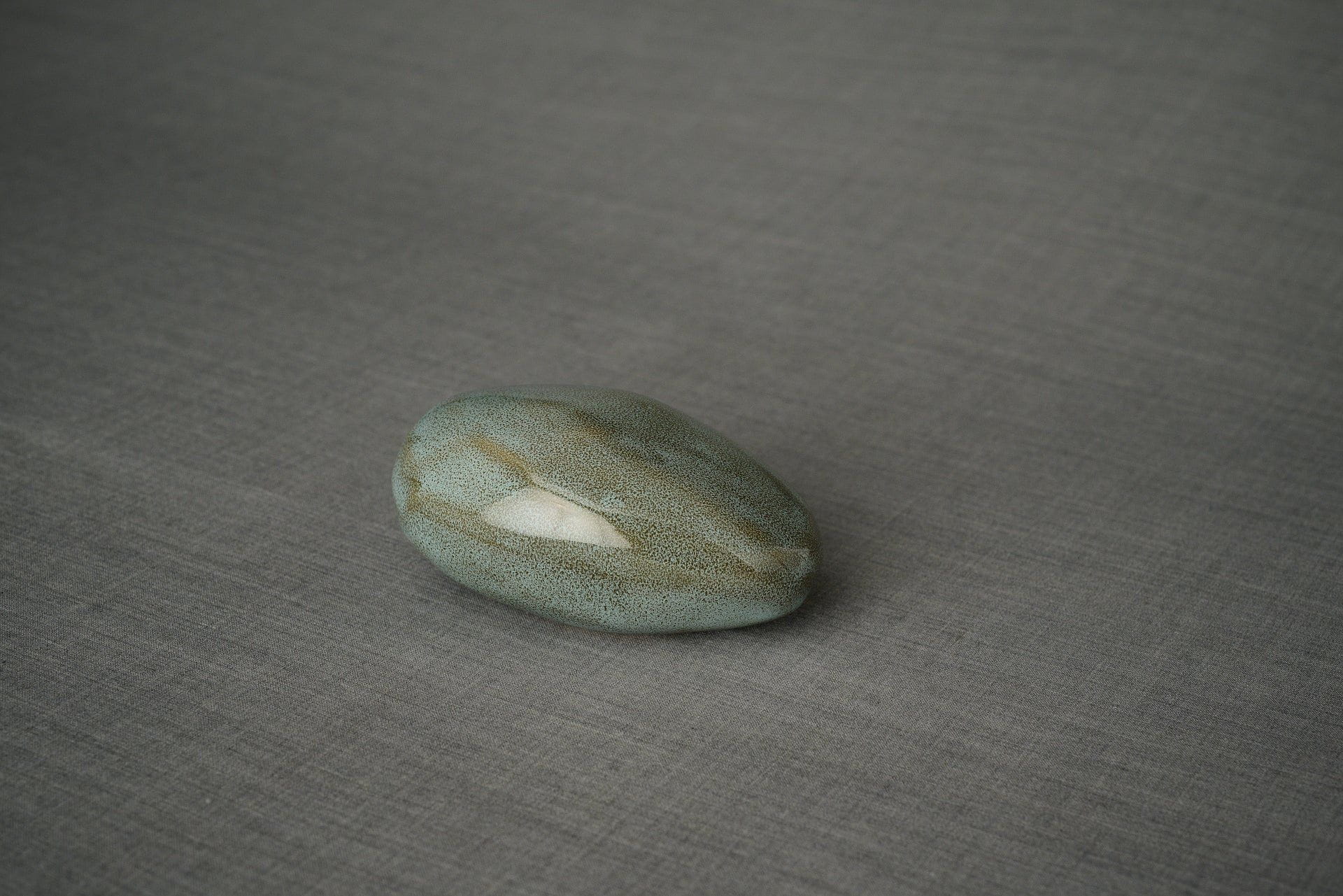 Pulvis Art Urns Keepsake Urn Handmade Cremation Keepsake Urn "Stone" - Small | Oily Green Melange | Ceramic