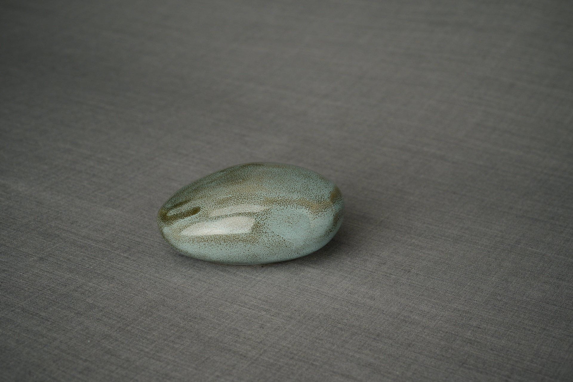 Pulvis Art Urns Keepsake Urn Handmade Cremation Keepsake Urn "Stone" - Small | Oily Green Melange | Ceramic