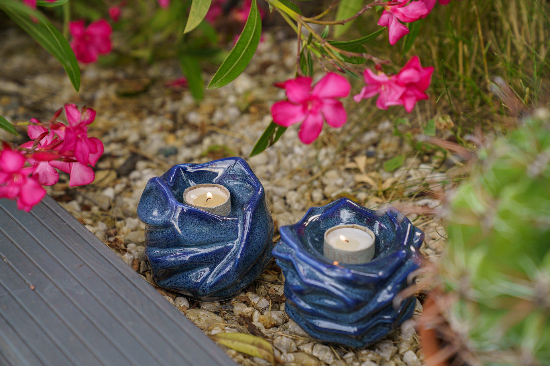 Pulvis Art Urns Keepsake Urn Handmade Cremation Keepsake Urn "The Christ" - Small | Blue Melange | Ceramic