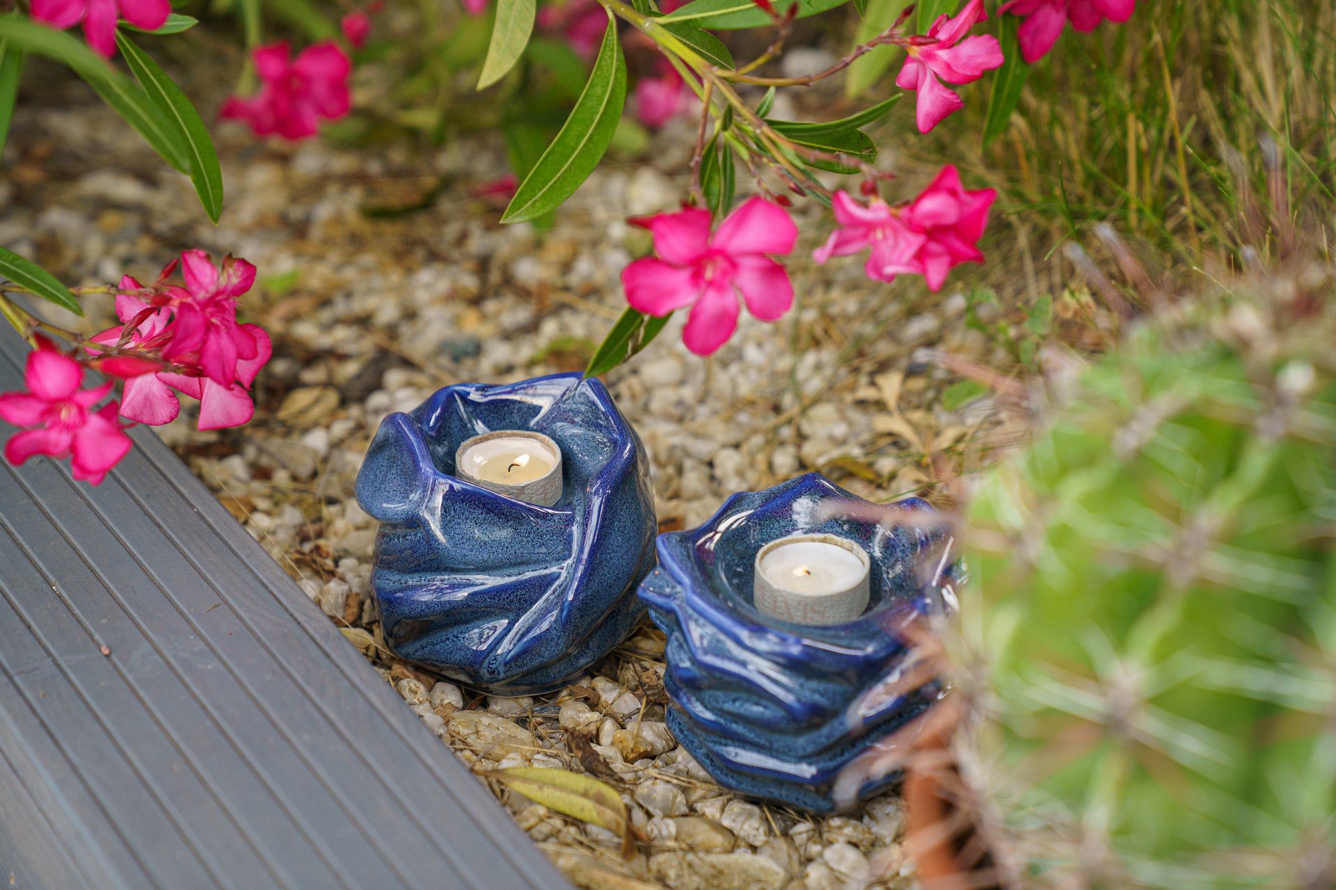 Pulvis Art Urns Keepsake Urn Handmade Cremation Keepsake Urn "The Christ" - Small | Blue Melange | Ceramic