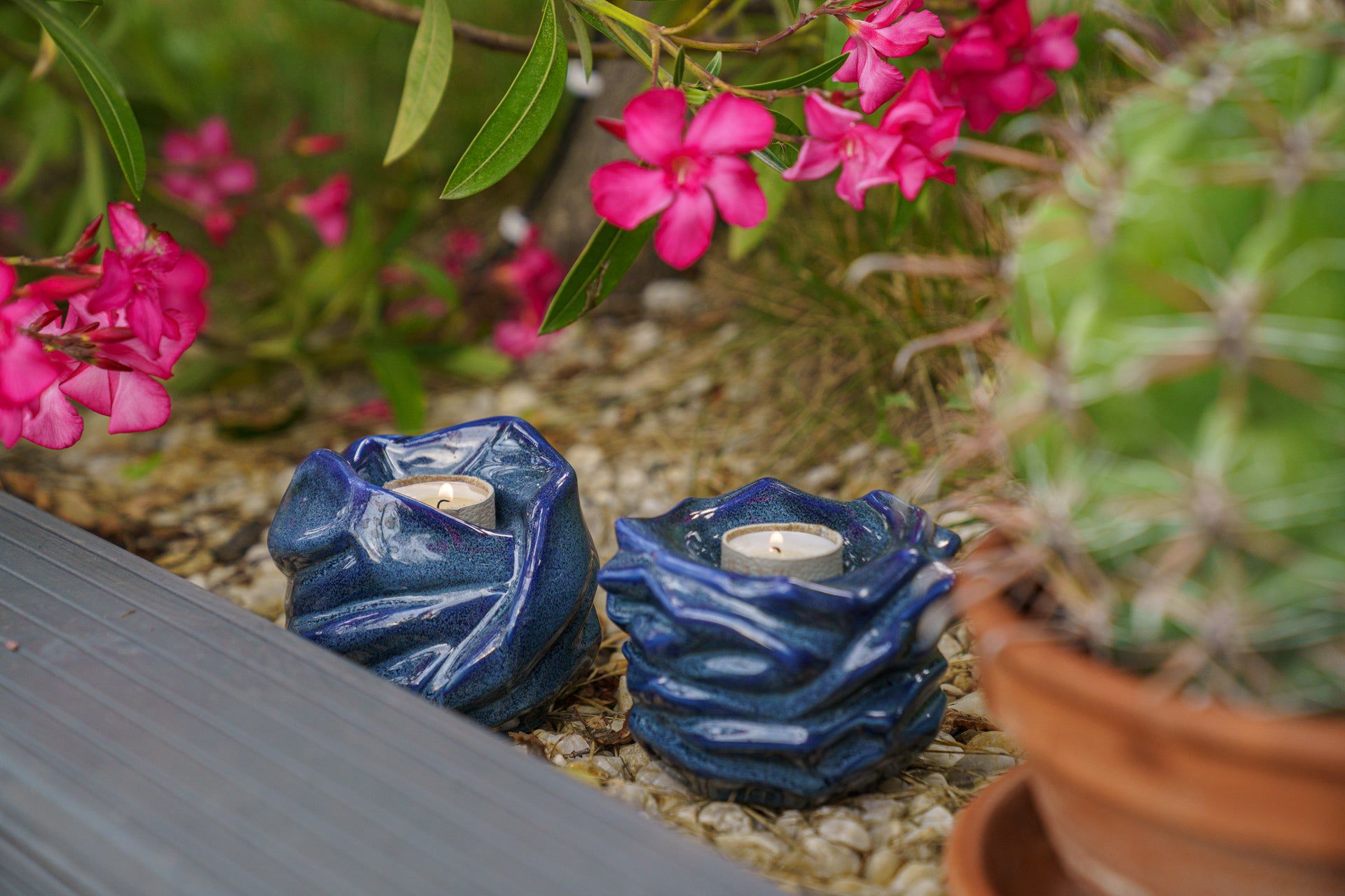 Pulvis Art Urns Keepsake Urn Handmade Cremation Keepsake Urn "The Christ" - Small | Blue Melange | Ceramic