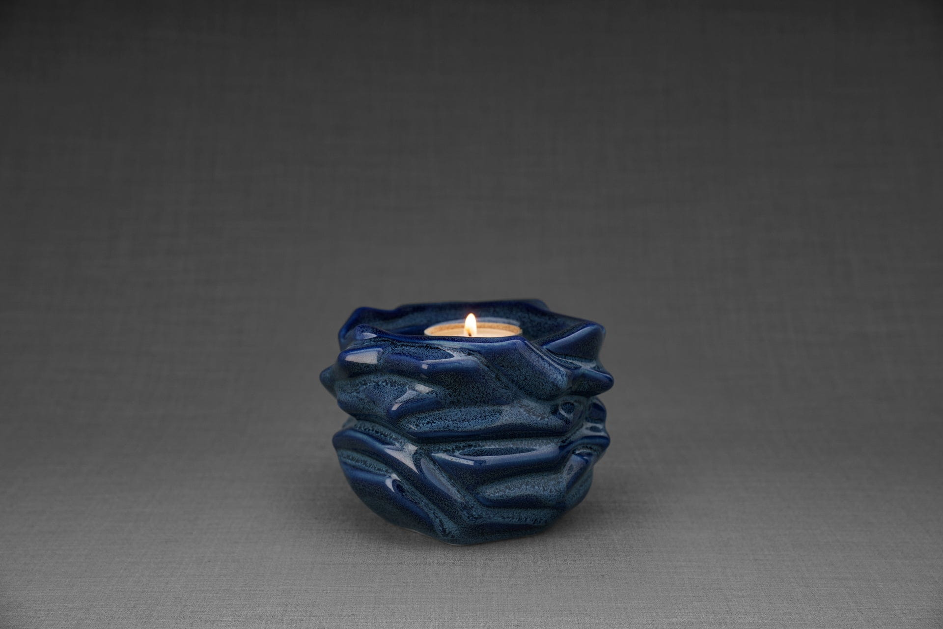 Pulvis Art Urns Keepsake Urn Handmade Cremation Keepsake Urn "The Christ" - Small | Blue Melange | Ceramic