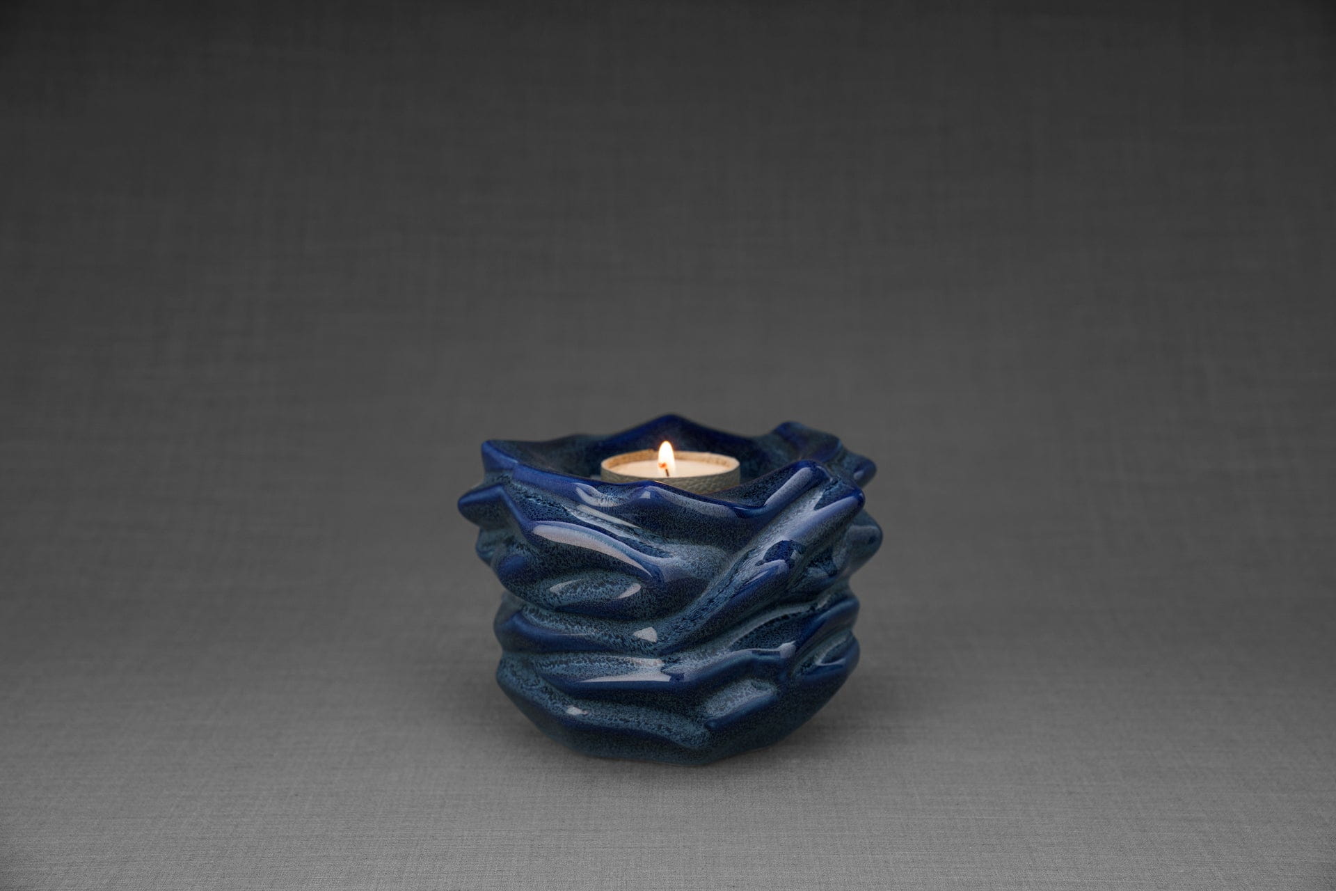 Pulvis Art Urns Keepsake Urn Handmade Cremation Keepsake Urn "The Christ" - Small | Blue Melange | Ceramic