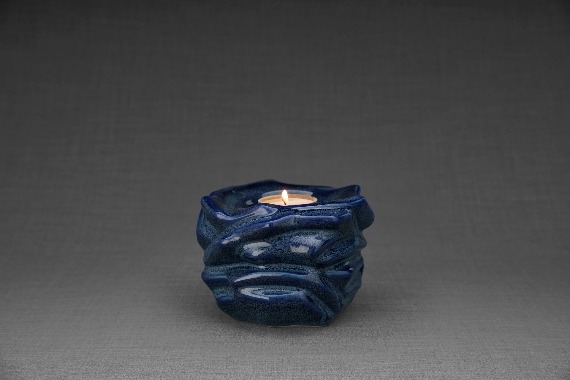 Pulvis Art Urns Keepsake Urn Handmade Cremation Keepsake Urn "The Christ" - Small | Blue Melange | Ceramic