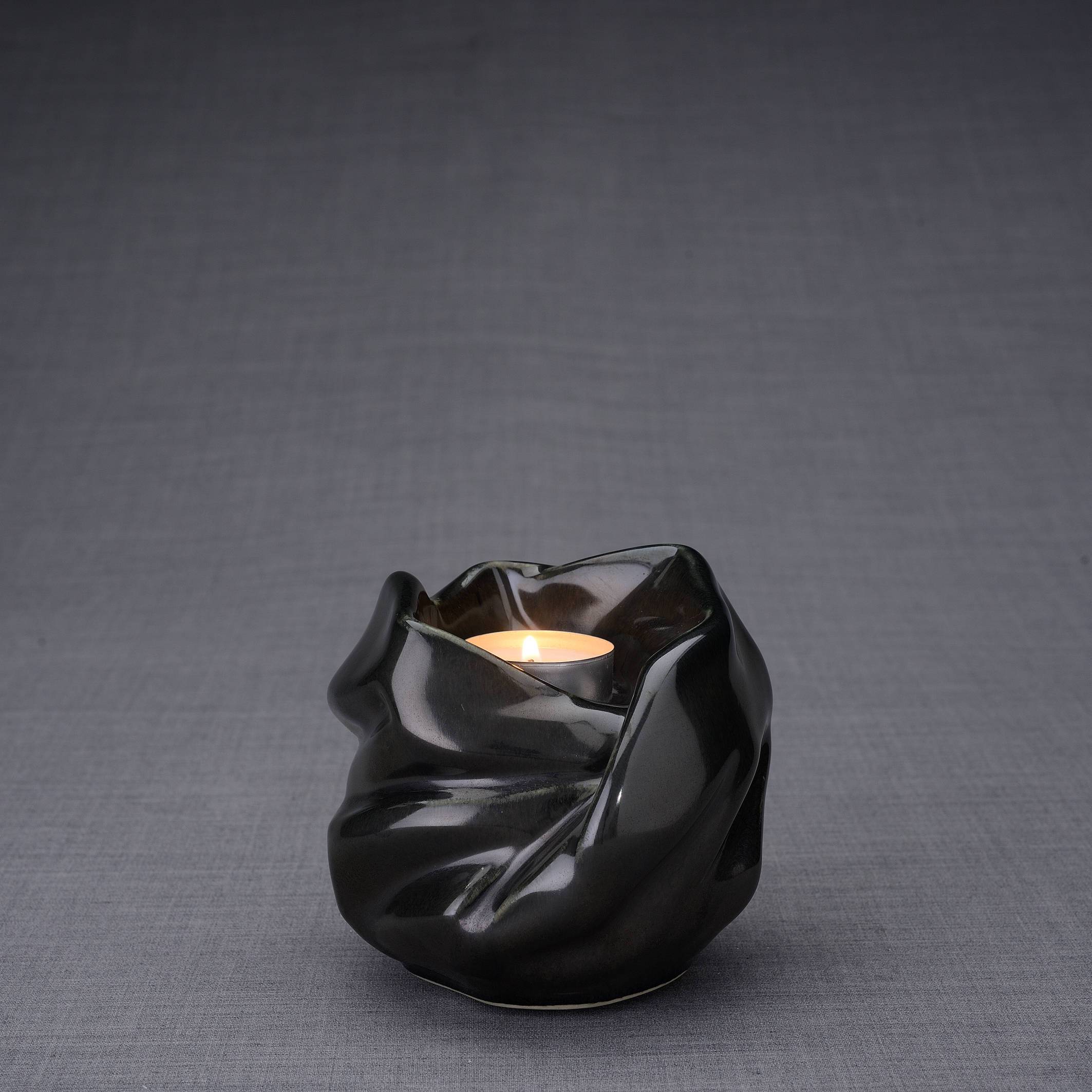 The Holy Mother Handmade Keepsake Cremation Urn for Ashes, color Black Gloss, Candle-holder-PulvisArtUrns-Pulvis Art Urns