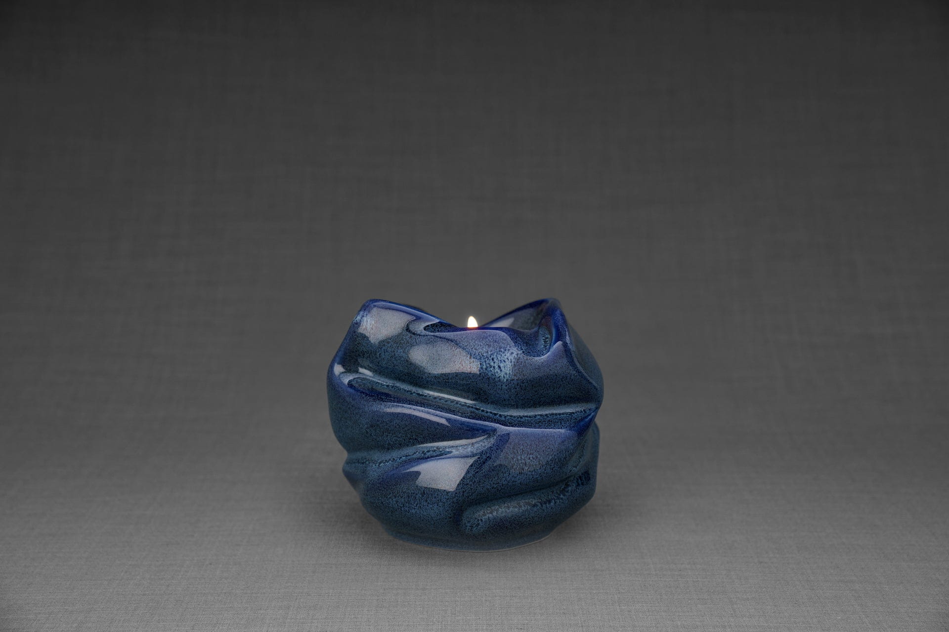 Pulvis Art Urns Keepsake Urn Handmade Cremation Keepsake Urn "The Holy Mother" - Small | Blue Melange | Ceramic