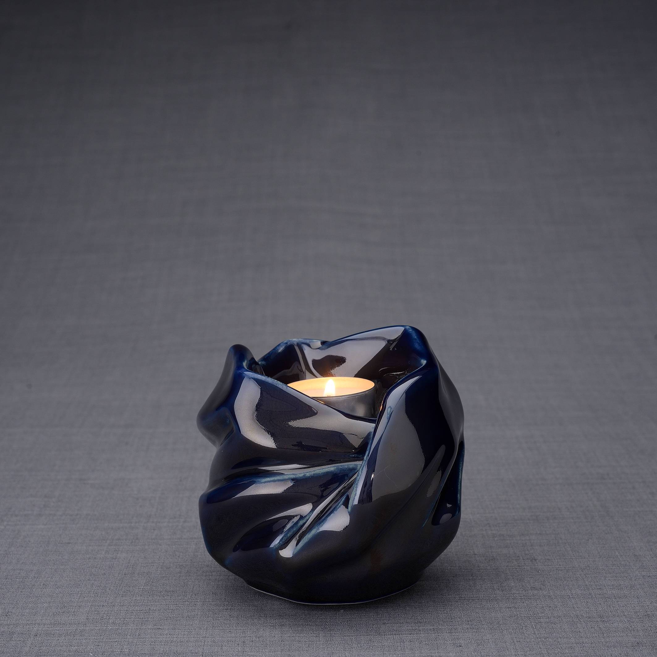 The Holy Mother Handmade Keepsake Cremation Urn for Ashes, color Cobalt Metallic, Candle-holder-PulvisArtUrns-Pulvis Art Urns