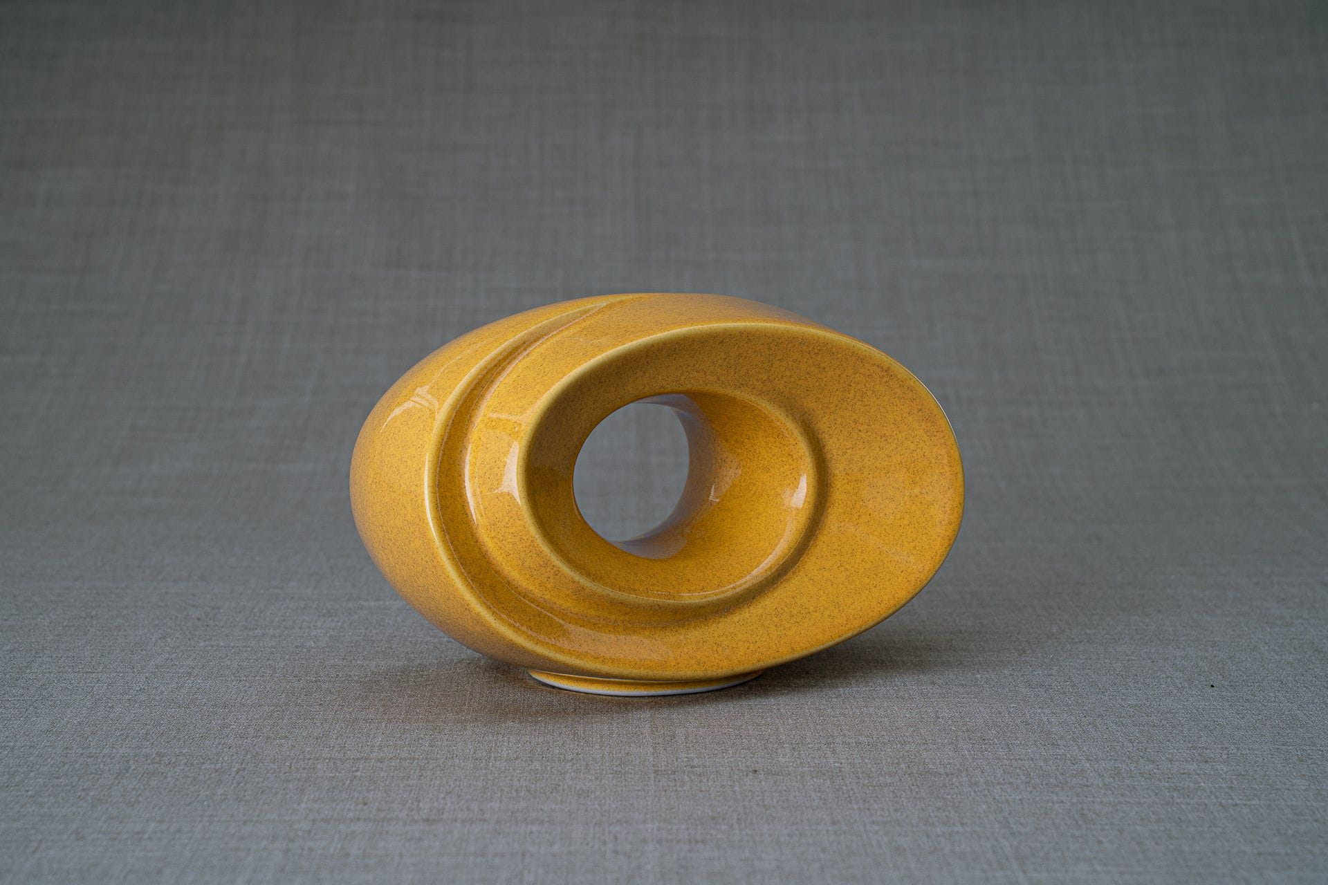 Pulvis Art Urns Keepsake Urn Handmade Cremation Keepsake Urn "The Passage" - Small | Amber Yellow | Ceramic