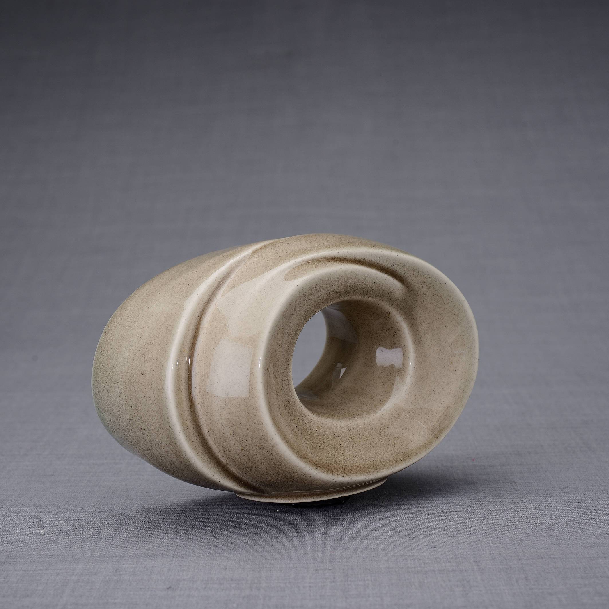 The Passage Handmade Cremation Keepsake Urn for Ashes, color Beige Grey-PulvisArtUrns-Pulvis Art Urns