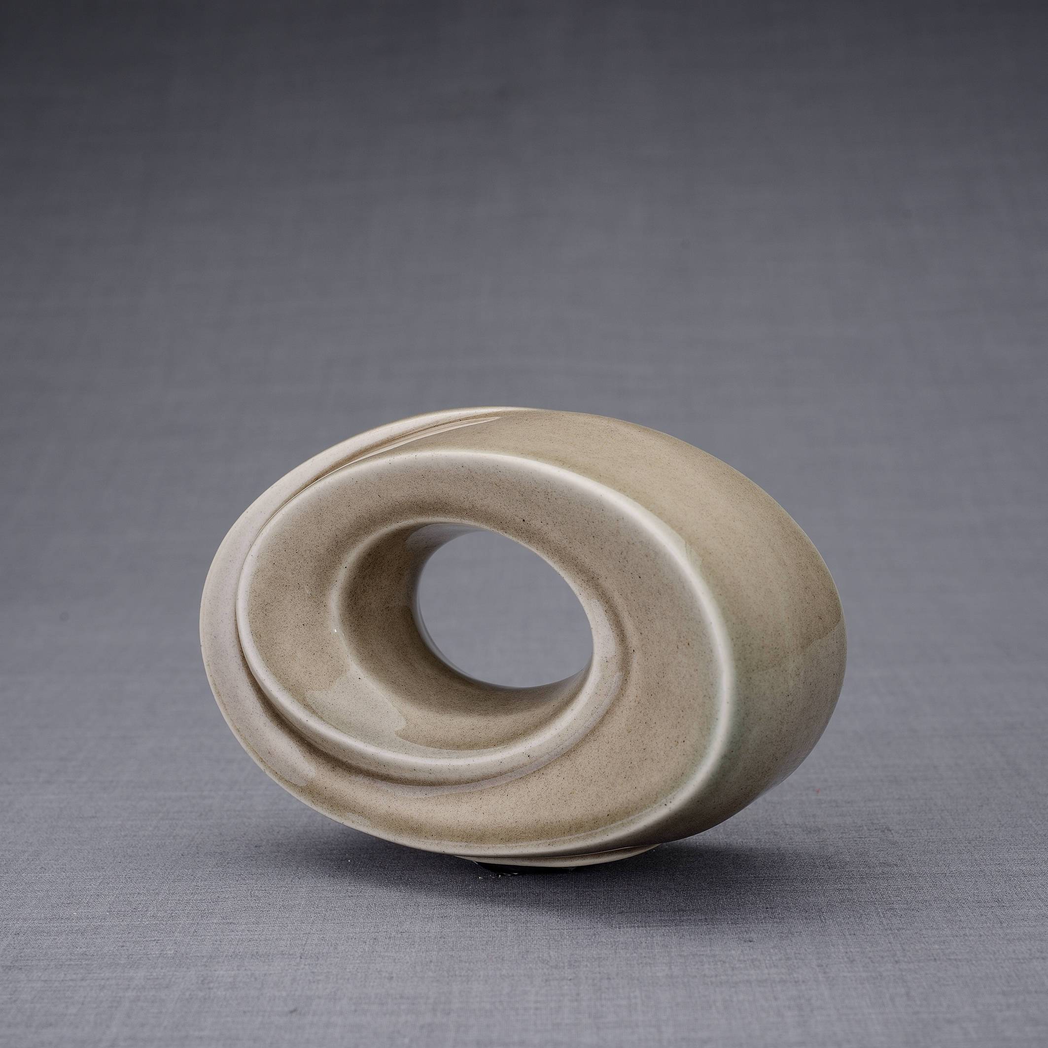 The Passage Handmade Cremation Keepsake Urn for Ashes, color Beige Grey-PulvisArtUrns-Pulvis Art Urns