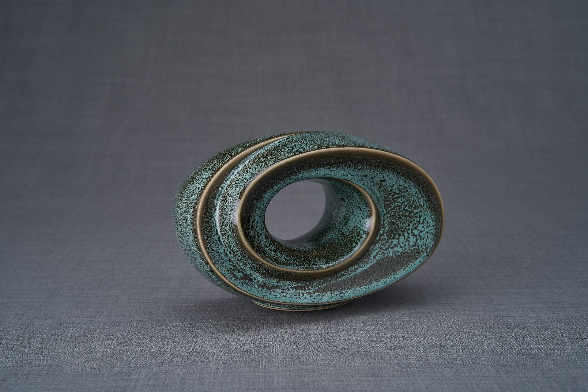 Handmade Cremation Keepsake Urn "The Passage" - Small | Oily Green Melange | Ceramic