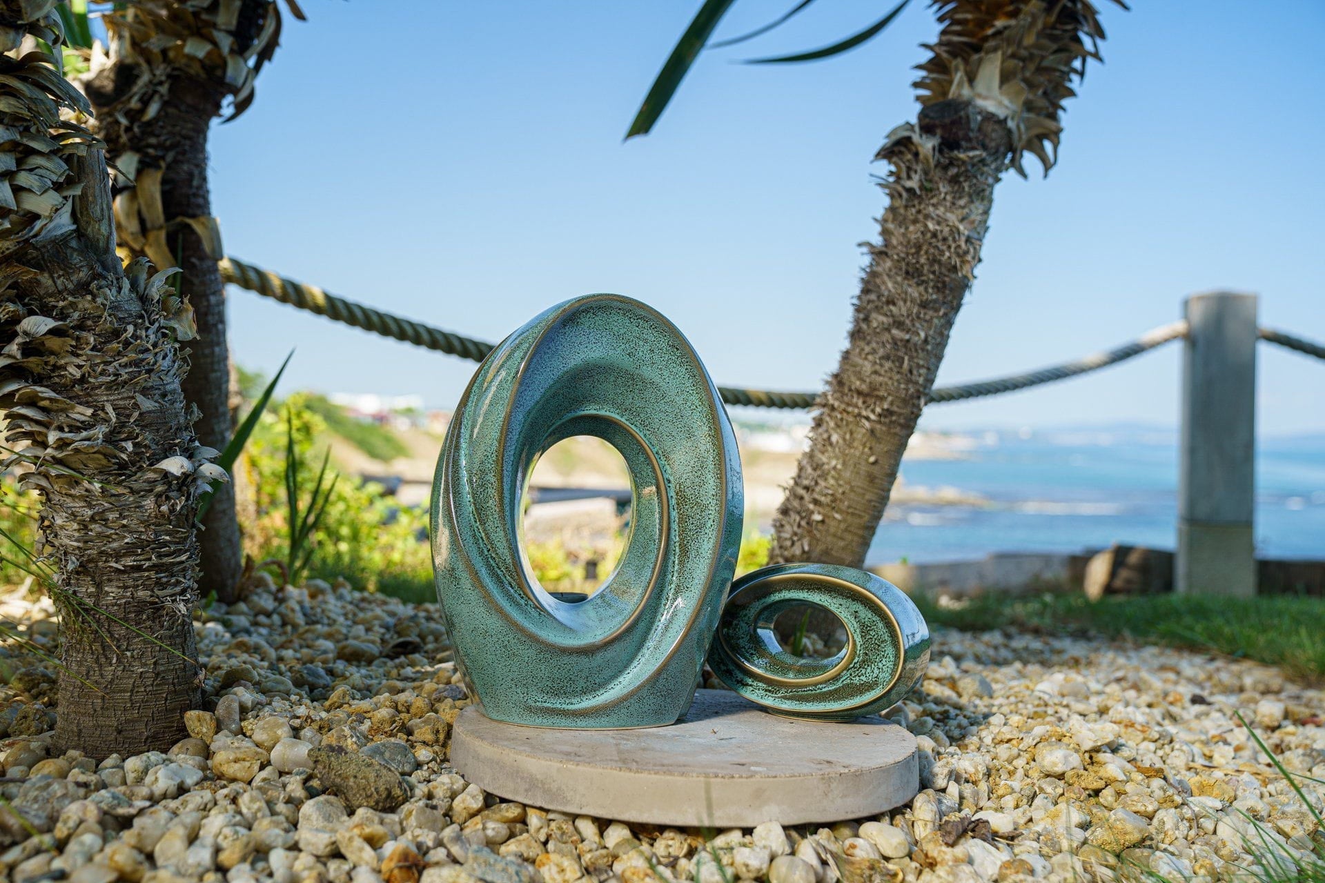 Handmade Cremation Keepsake Urn "The Passage" - Small | Oily Green Melange | Ceramic