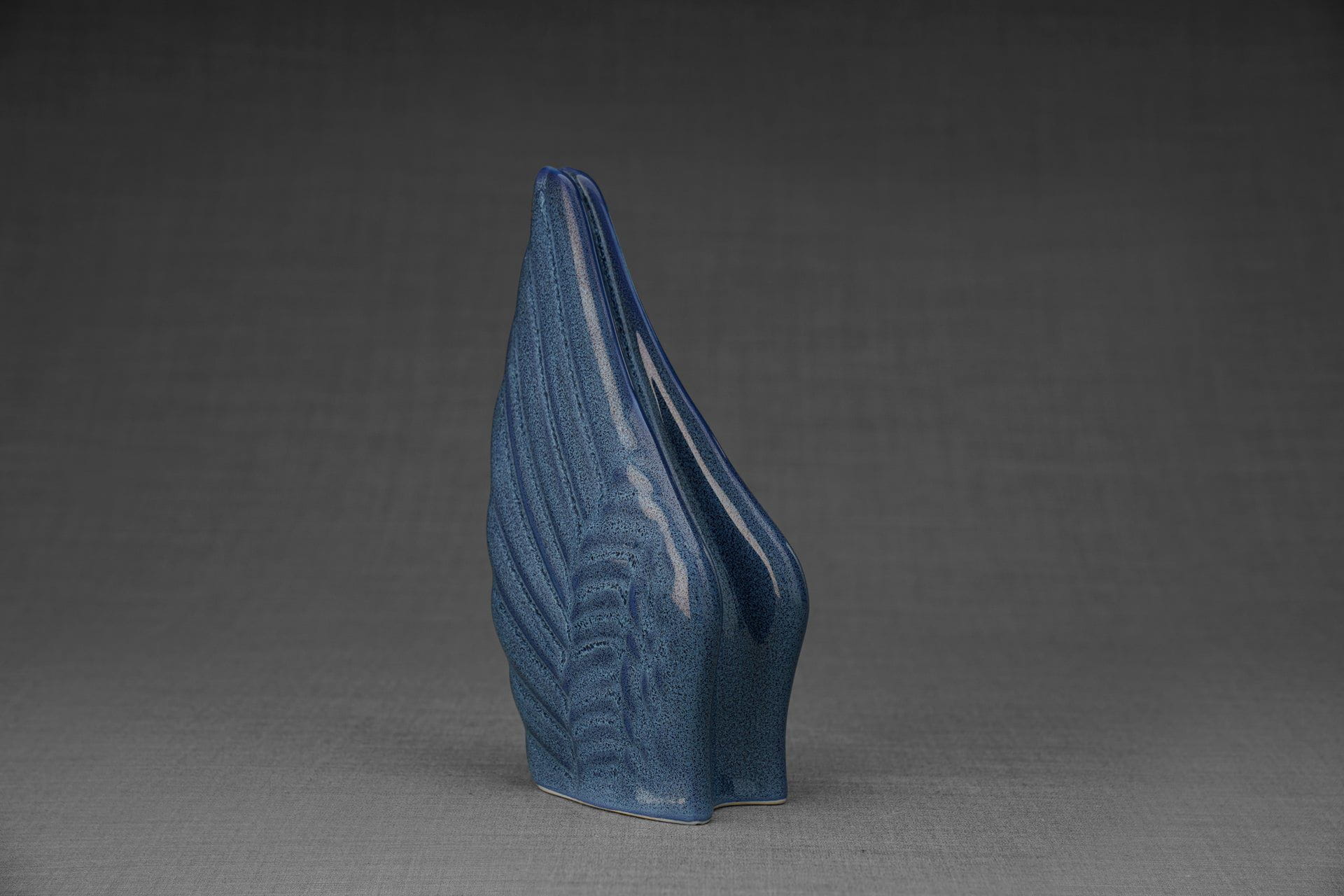 Pulvis Art Urns Keepsake Urn Handmade Cremation Keepsake Urn "Wings" - Small | Blue Melange | Ceramic