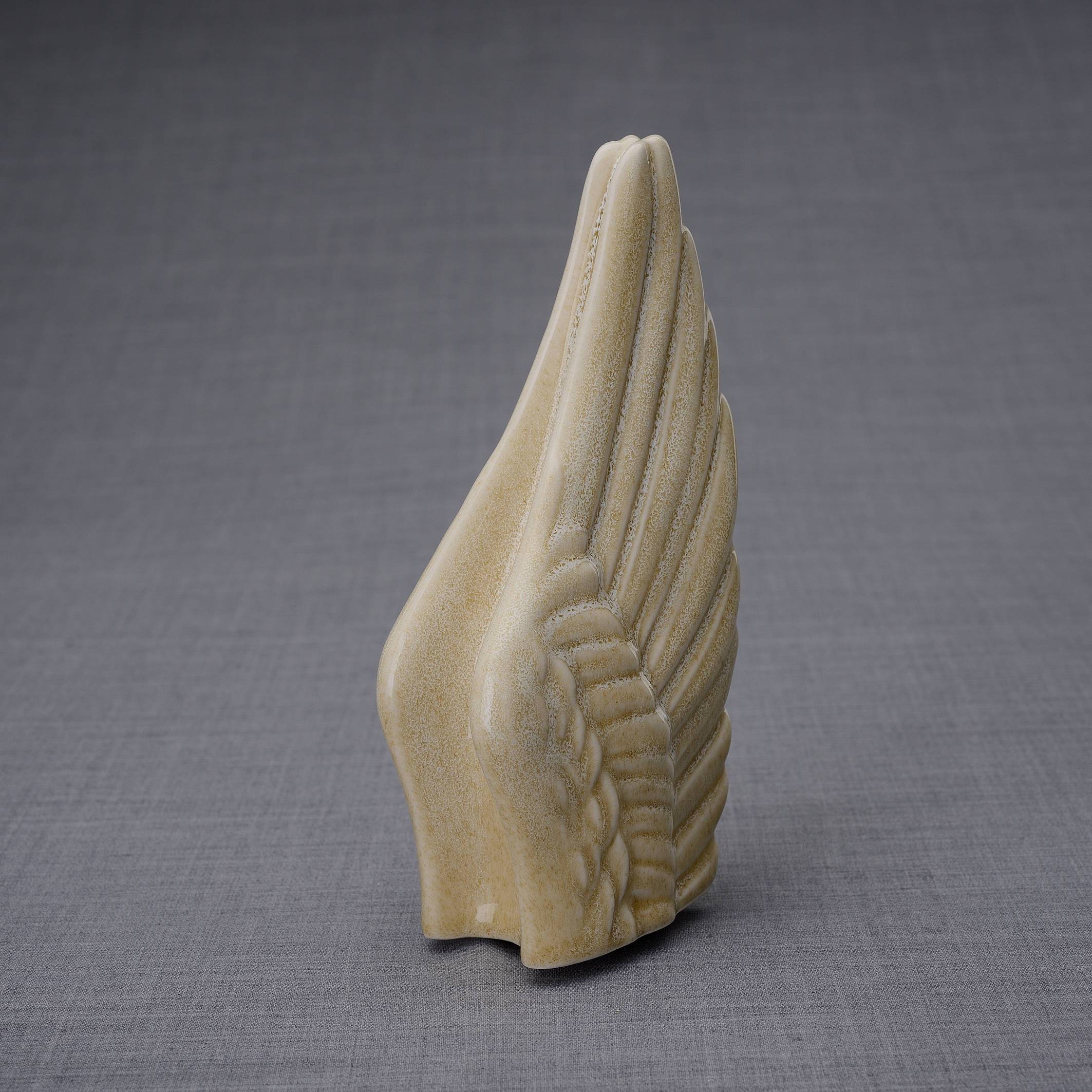 Wings Handmade Cremation Keepsake Urn for Ashes, color Light Sand Melange-PulvisArtUrns-Pulvis Art Urns
