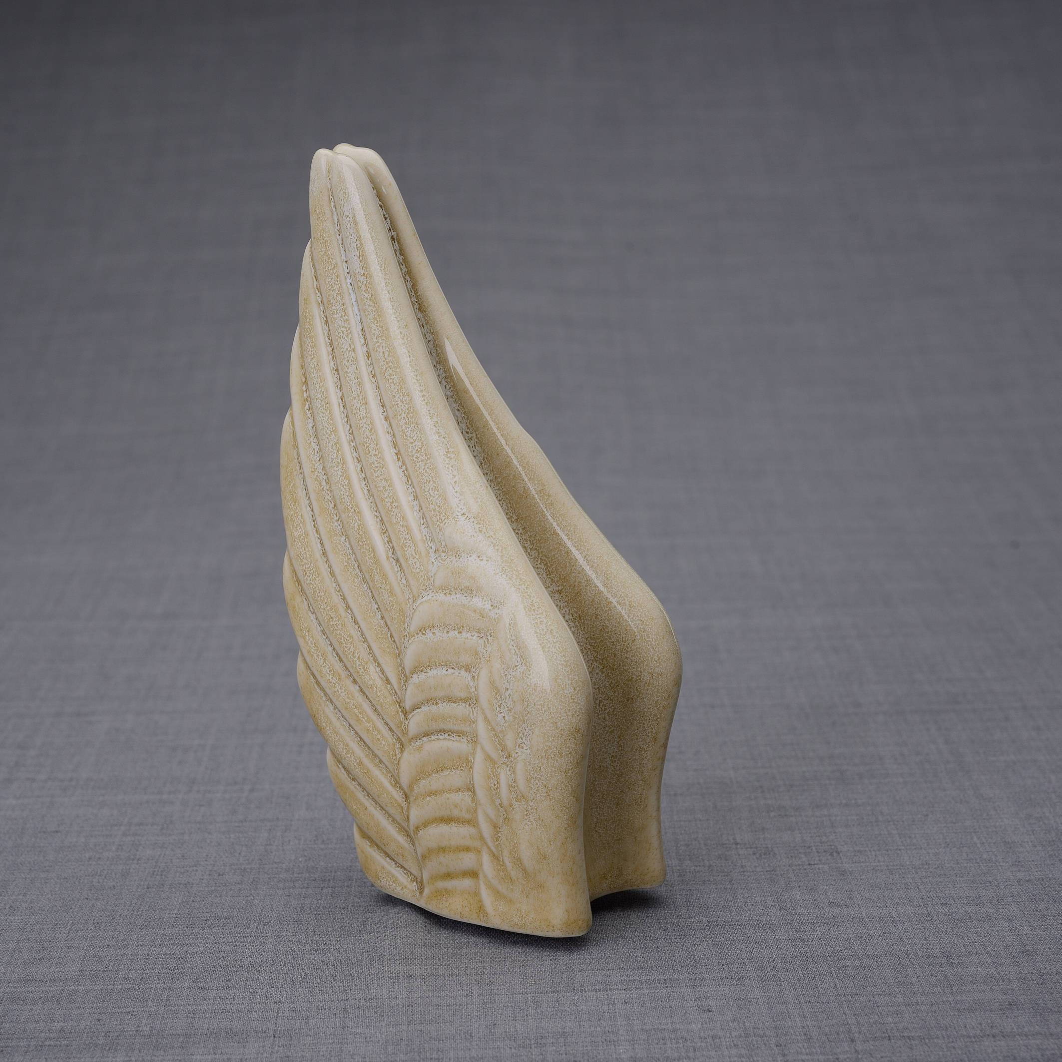 Wings Handmade Cremation Keepsake Urn for Ashes, color Light Sand Melange-PulvisArtUrns-Pulvis Art Urns