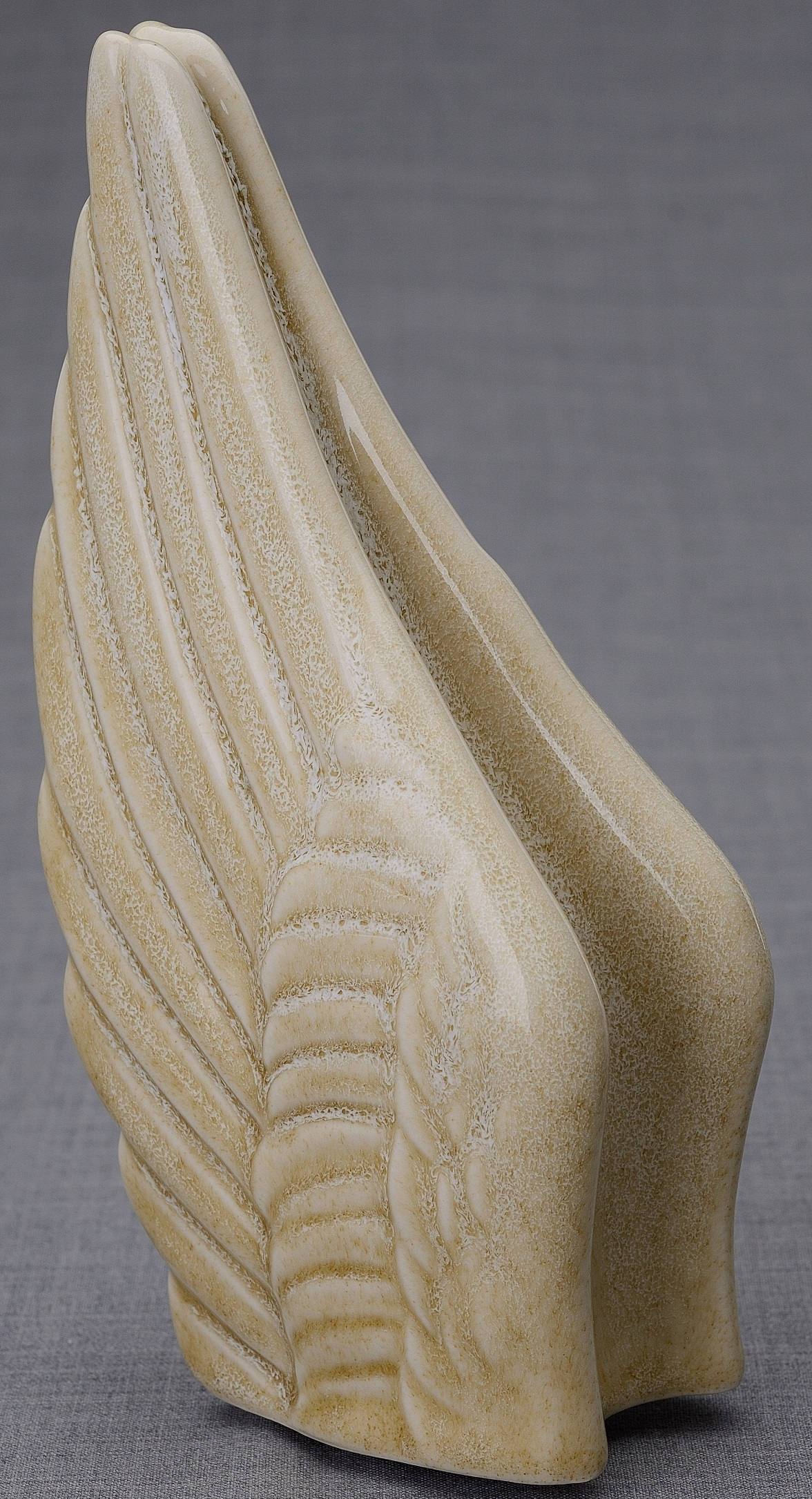 Wings Handmade Cremation Keepsake Urn for Ashes, color Light Sand Melange-PulvisArtUrns-Pulvis Art Urns