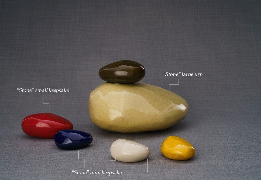Pulvis Art Urns Keepsake Urn Handmade Mini Keepsake Urn "Palm Stone" - Light Sand | Ceramic