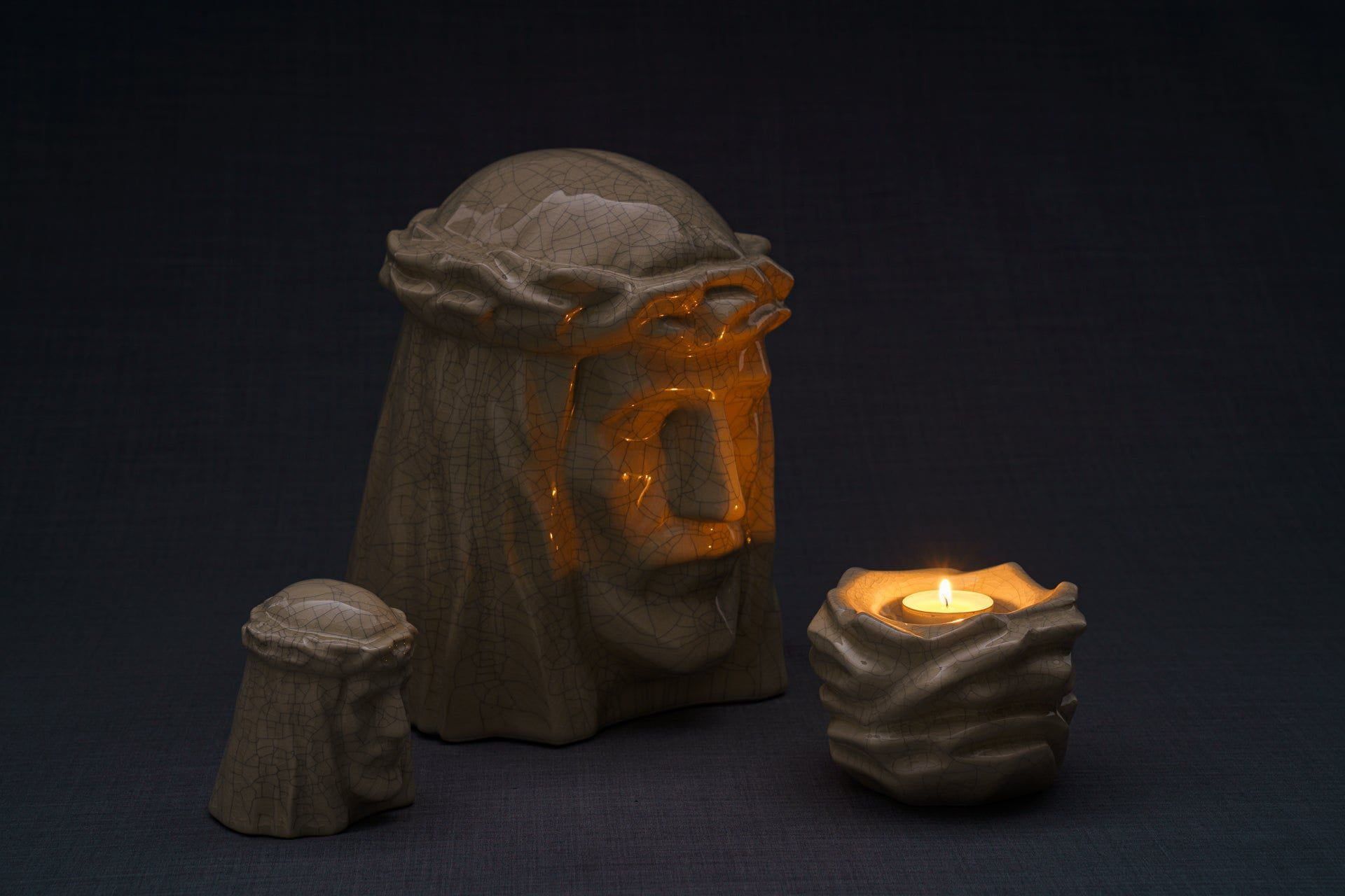 Pulvis Art Urns Keepsake Urn Handmade Mini Keepsake Urn "The Christ" - Cobalt Metallic | Ceramic