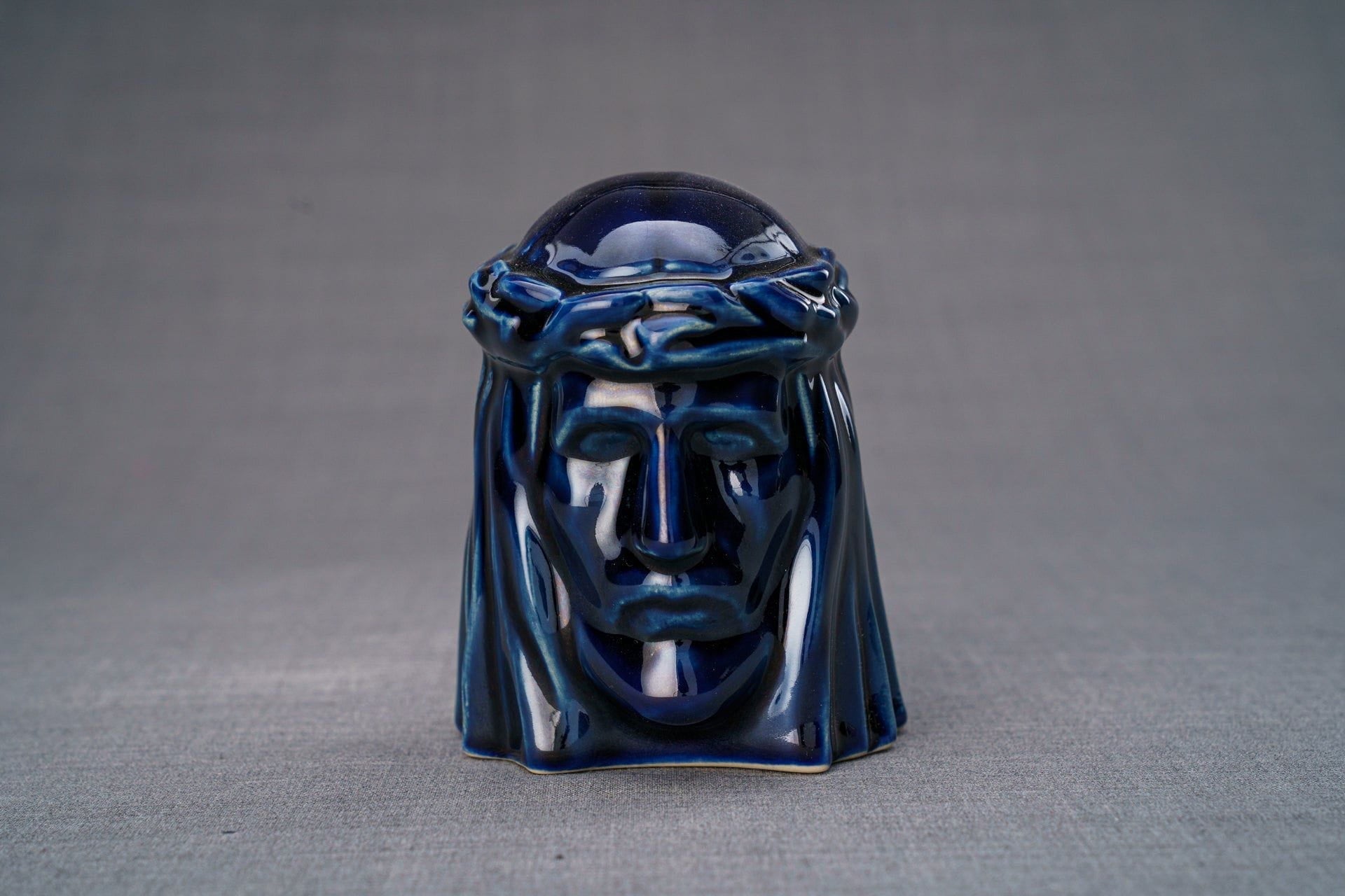 Pulvis Art Urns Keepsake Urn Handmade Mini Keepsake Urn "The Christ" - Cobalt Metallic | Ceramic