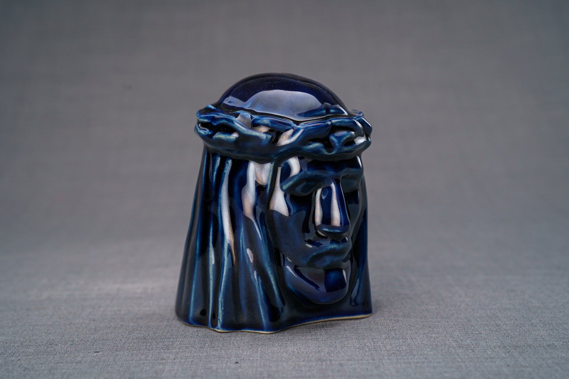 Pulvis Art Urns Keepsake Urn Handmade Mini Keepsake Urn "The Christ" - Cobalt Metallic | Ceramic