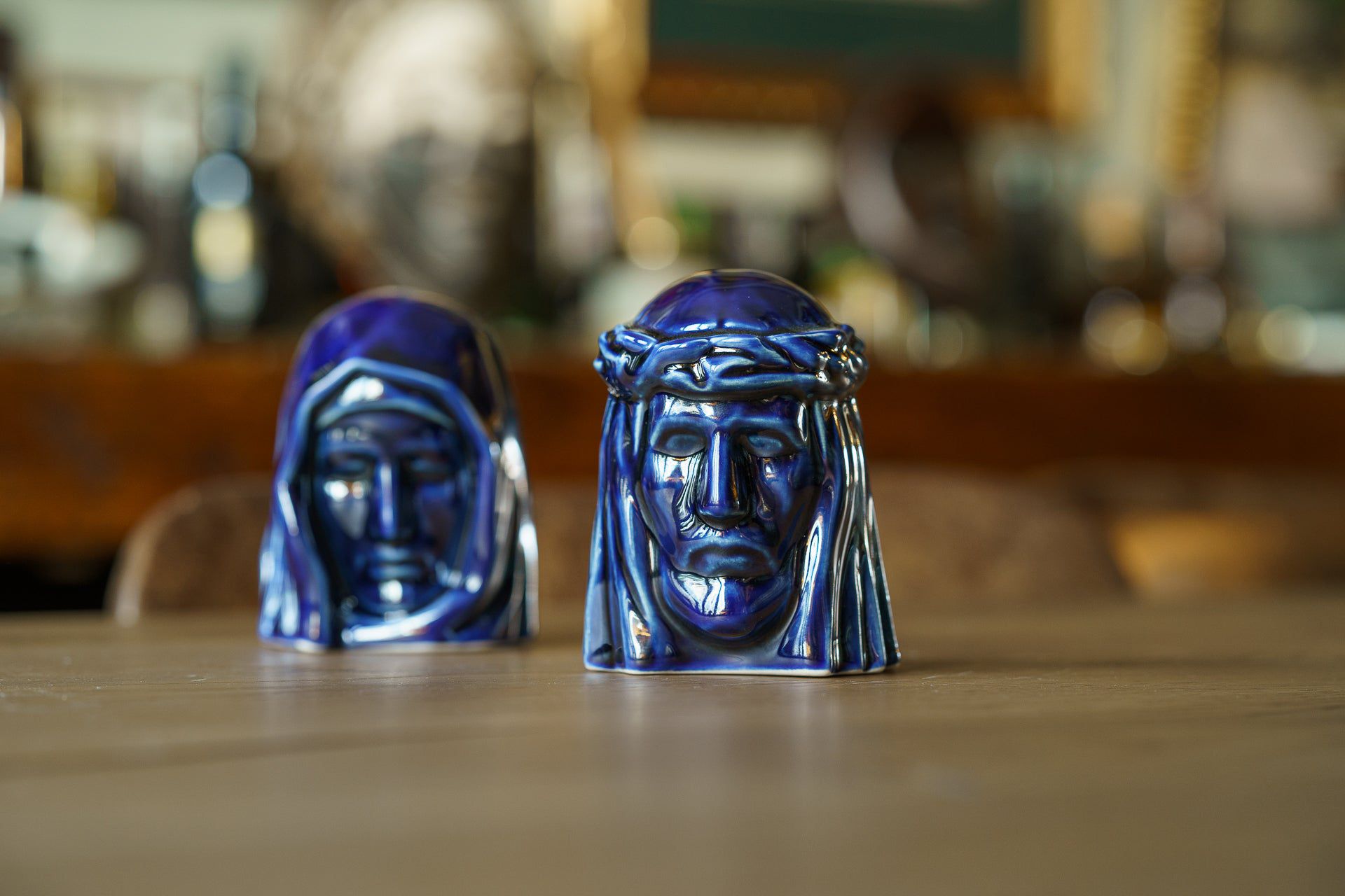 Pulvis Art Urns Keepsake Urn Handmade Mini Keepsake Urn "The Christ" - Cobalt Metallic | Ceramic