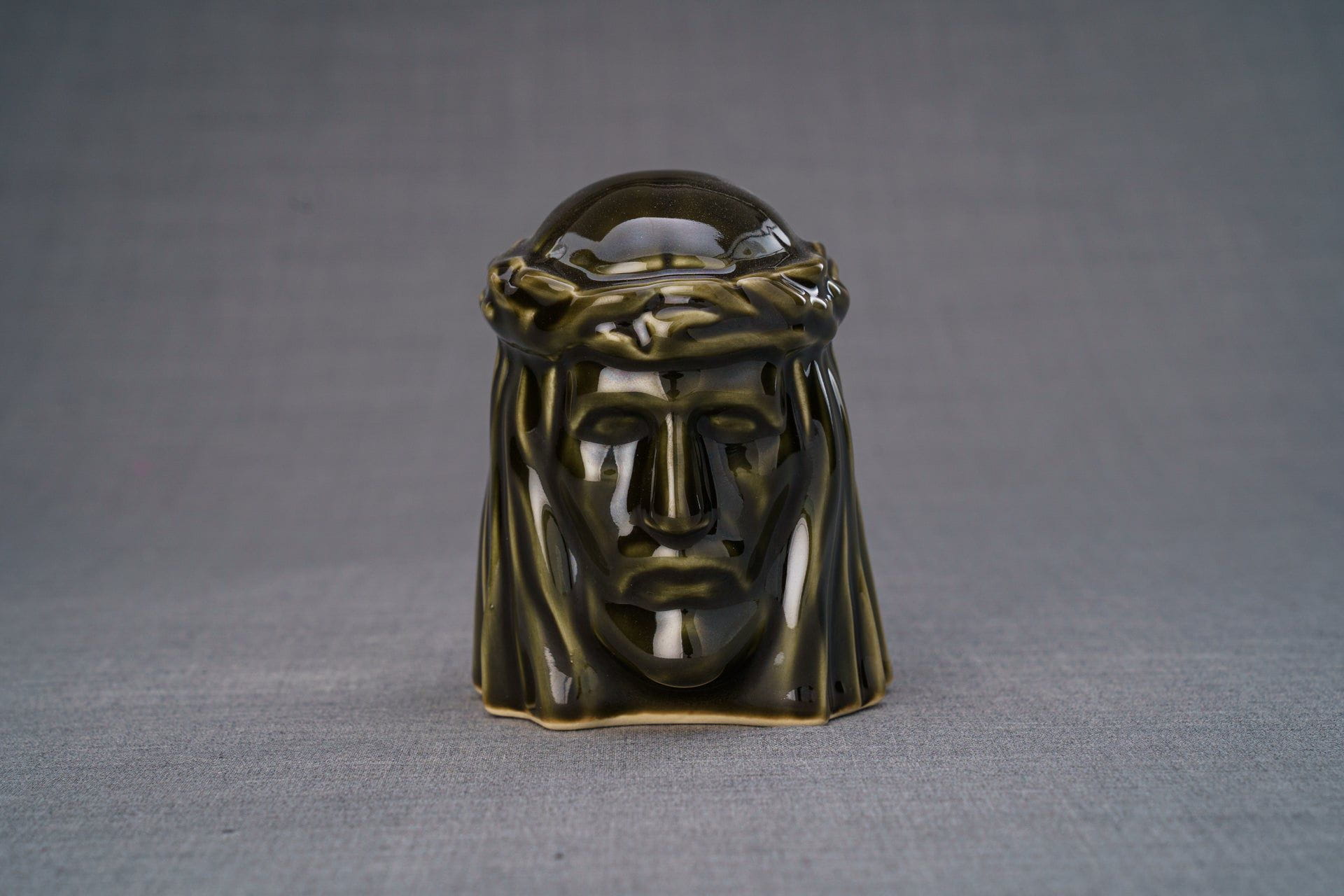 Pulvis Art Urns Keepsake Urn Handmade Mini Keepsake Urn "The Christ" - Oily Green | Ceramic